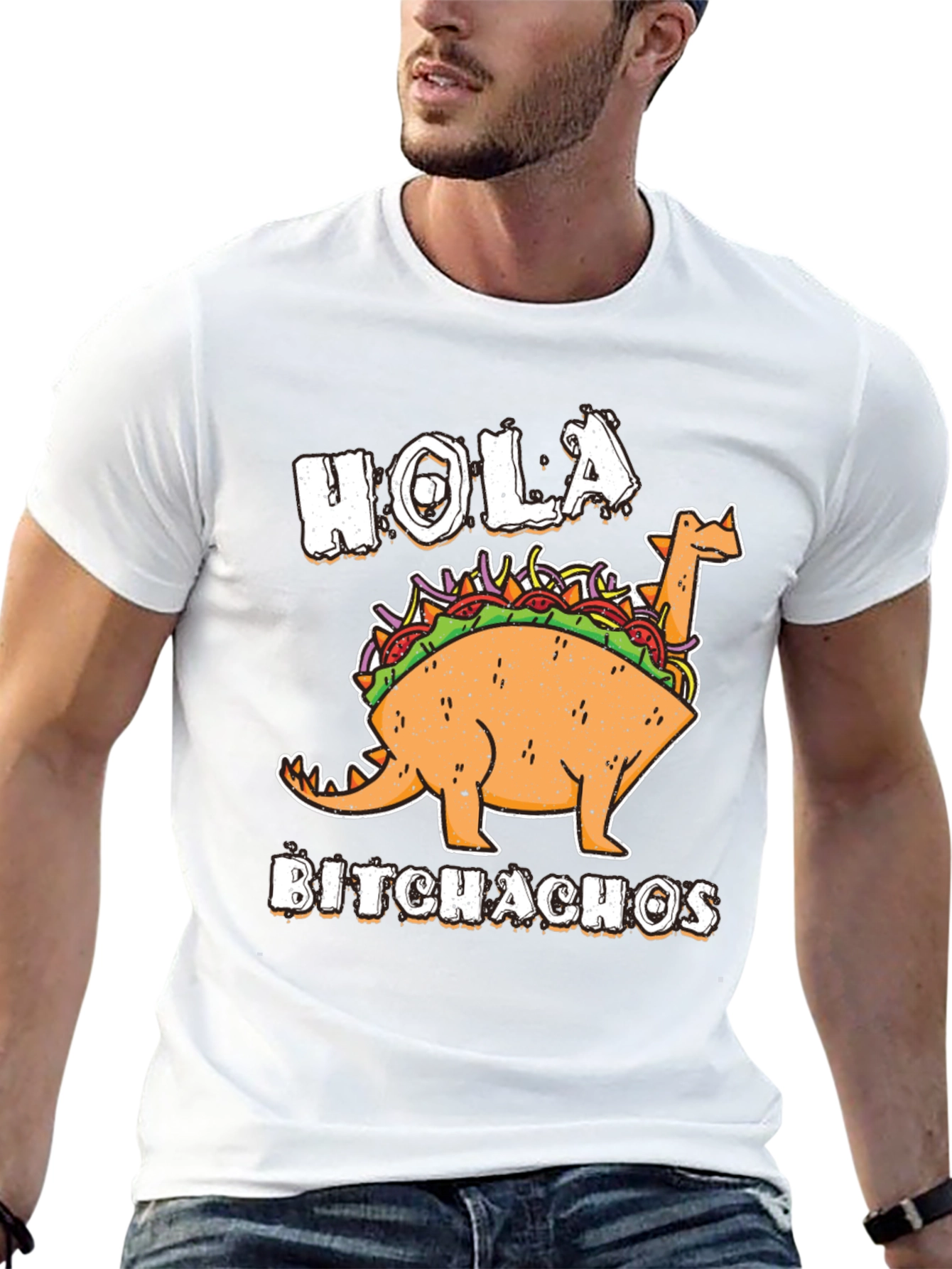 Hola Bitchachos T-Shirt - Funny Dino Taco