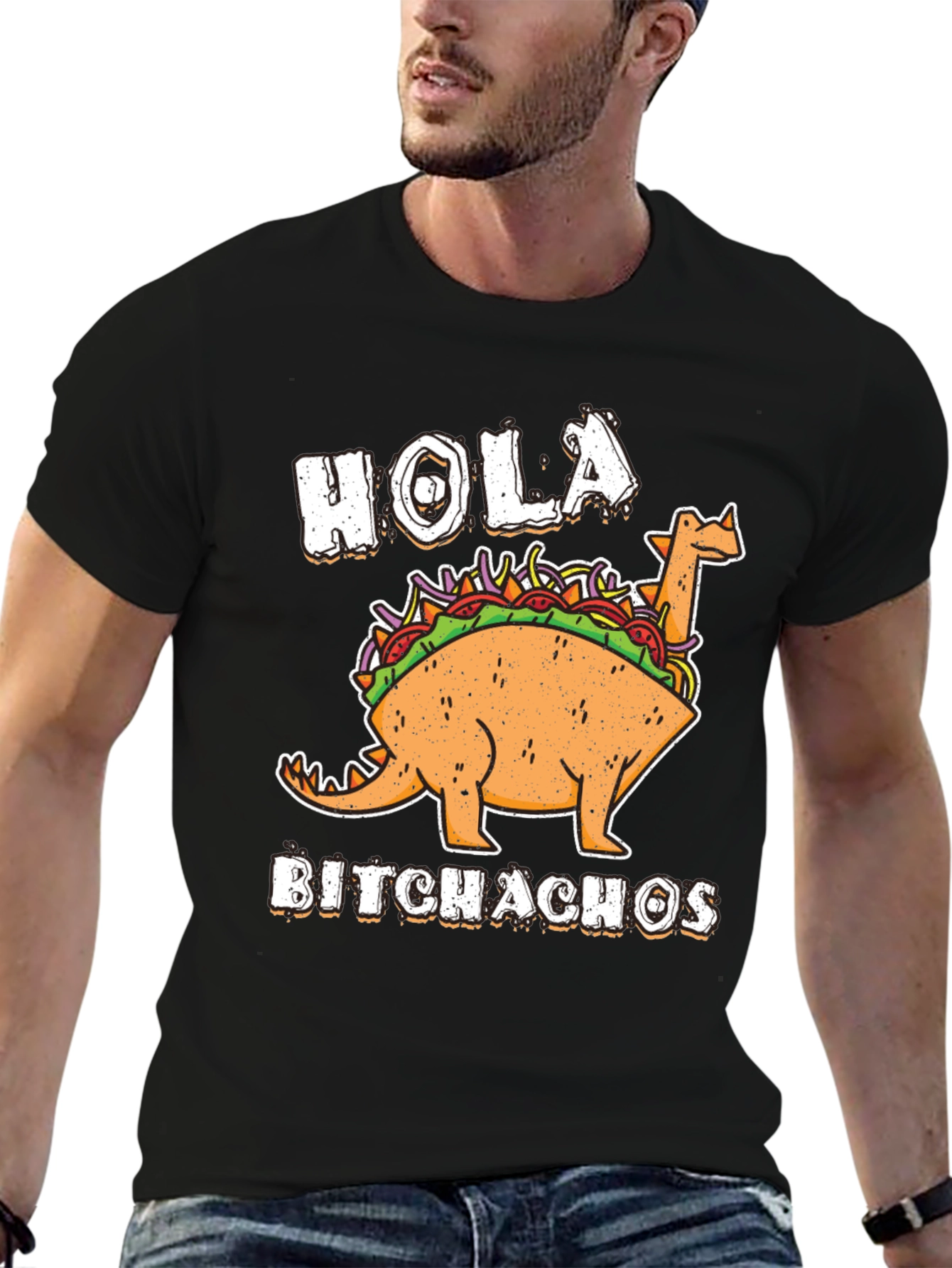 Hola Bitchachos T-Shirt - Funny Dino Taco
