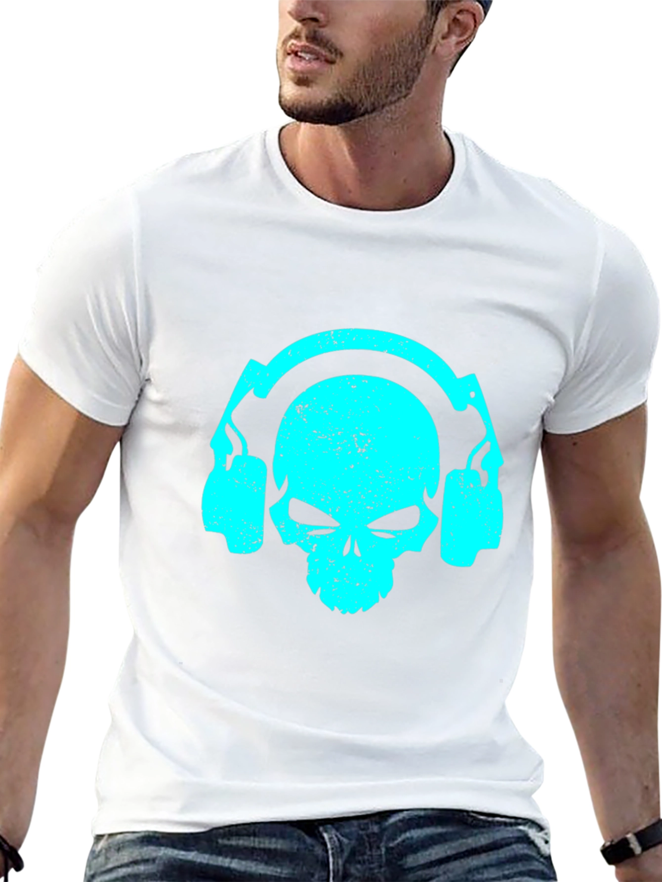 Skull Headphones Graphic Tee - Black