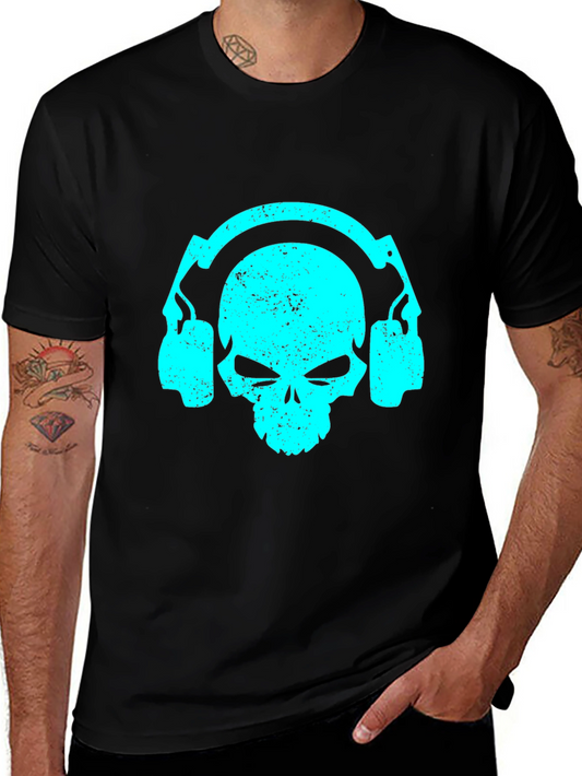 Skull Headphones Graphic Tee - Black
