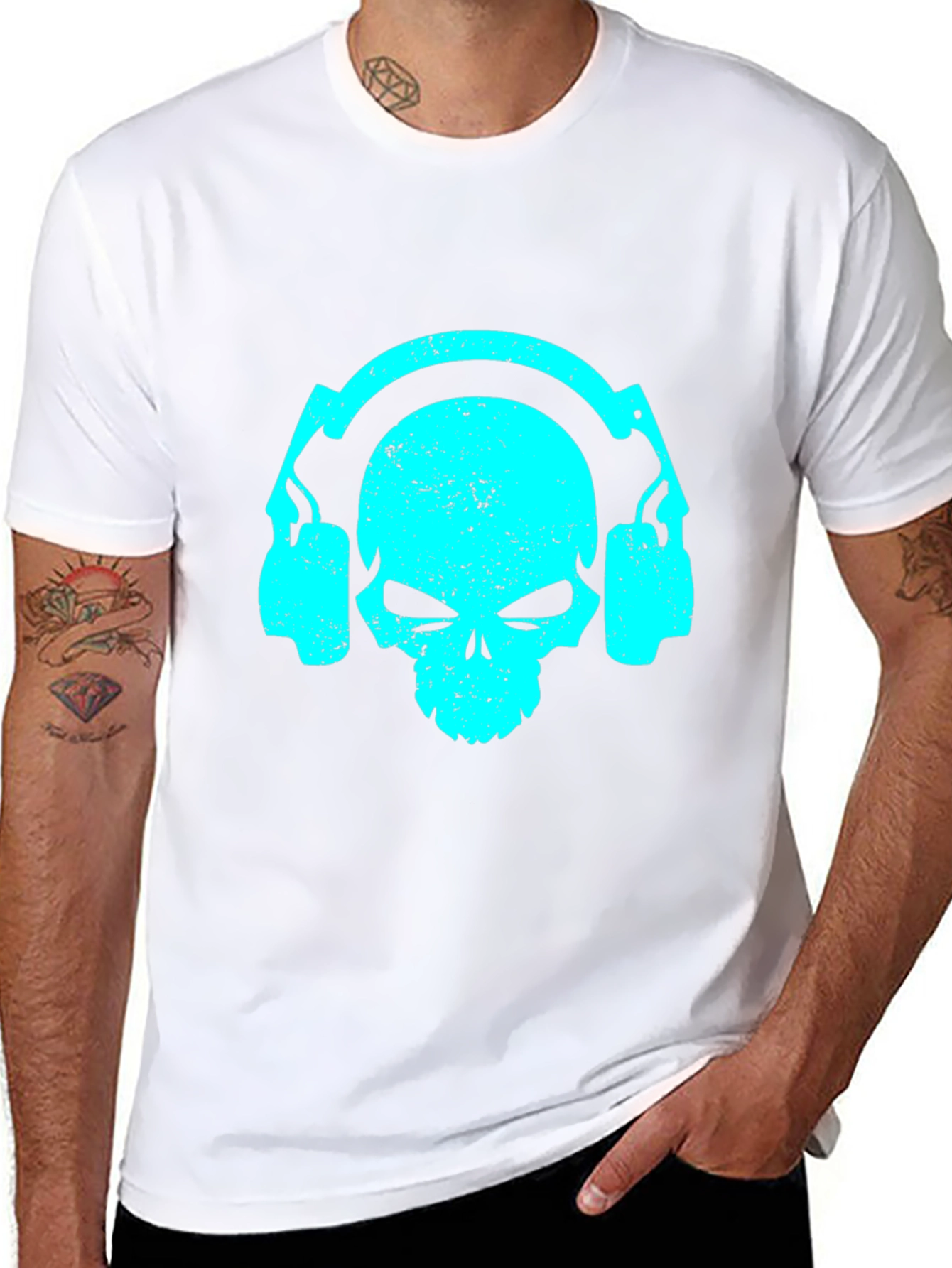 Skull Headphones Graphic Tee - Black