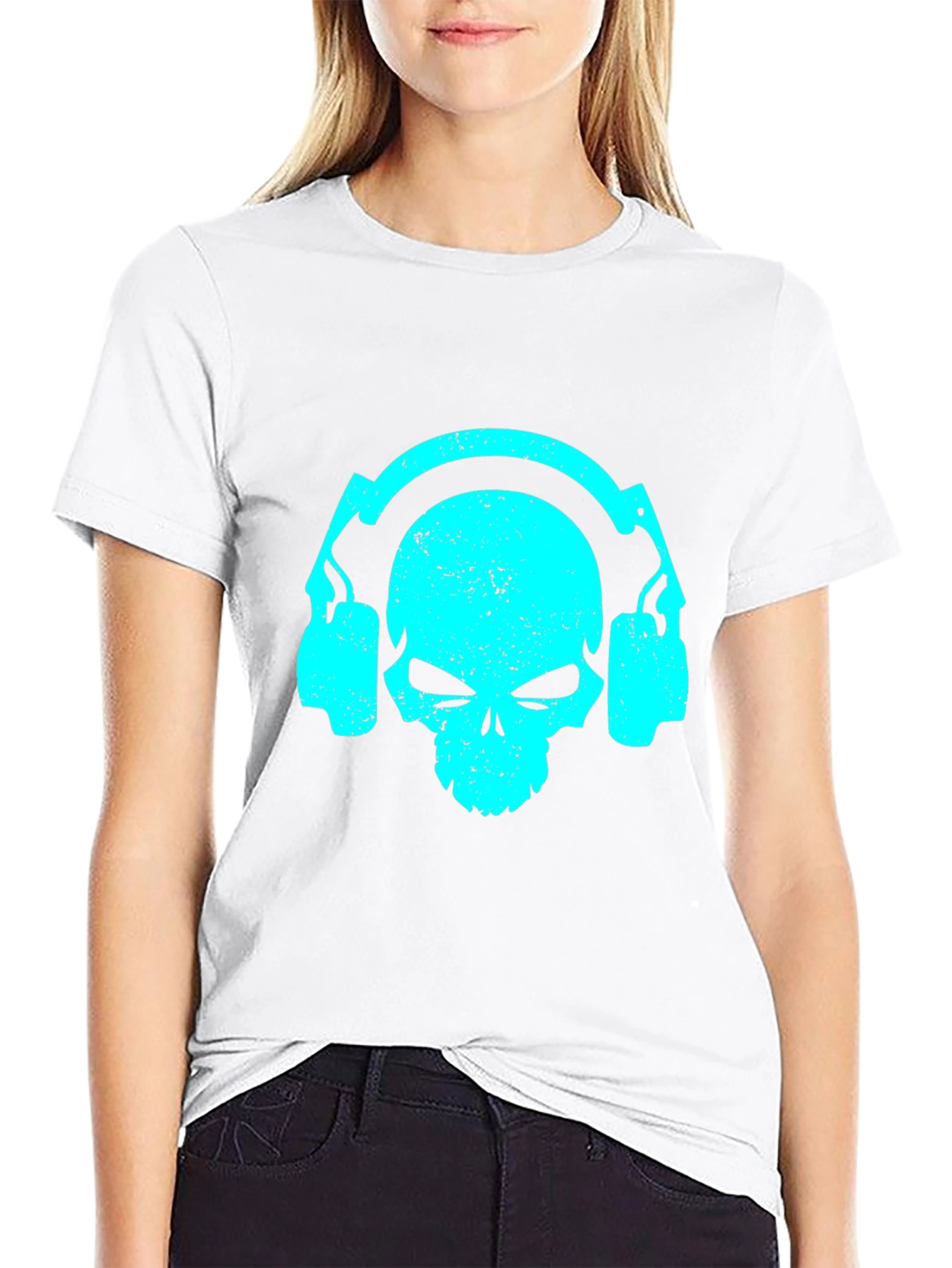 Skull Headphones Graphic Tee - Black