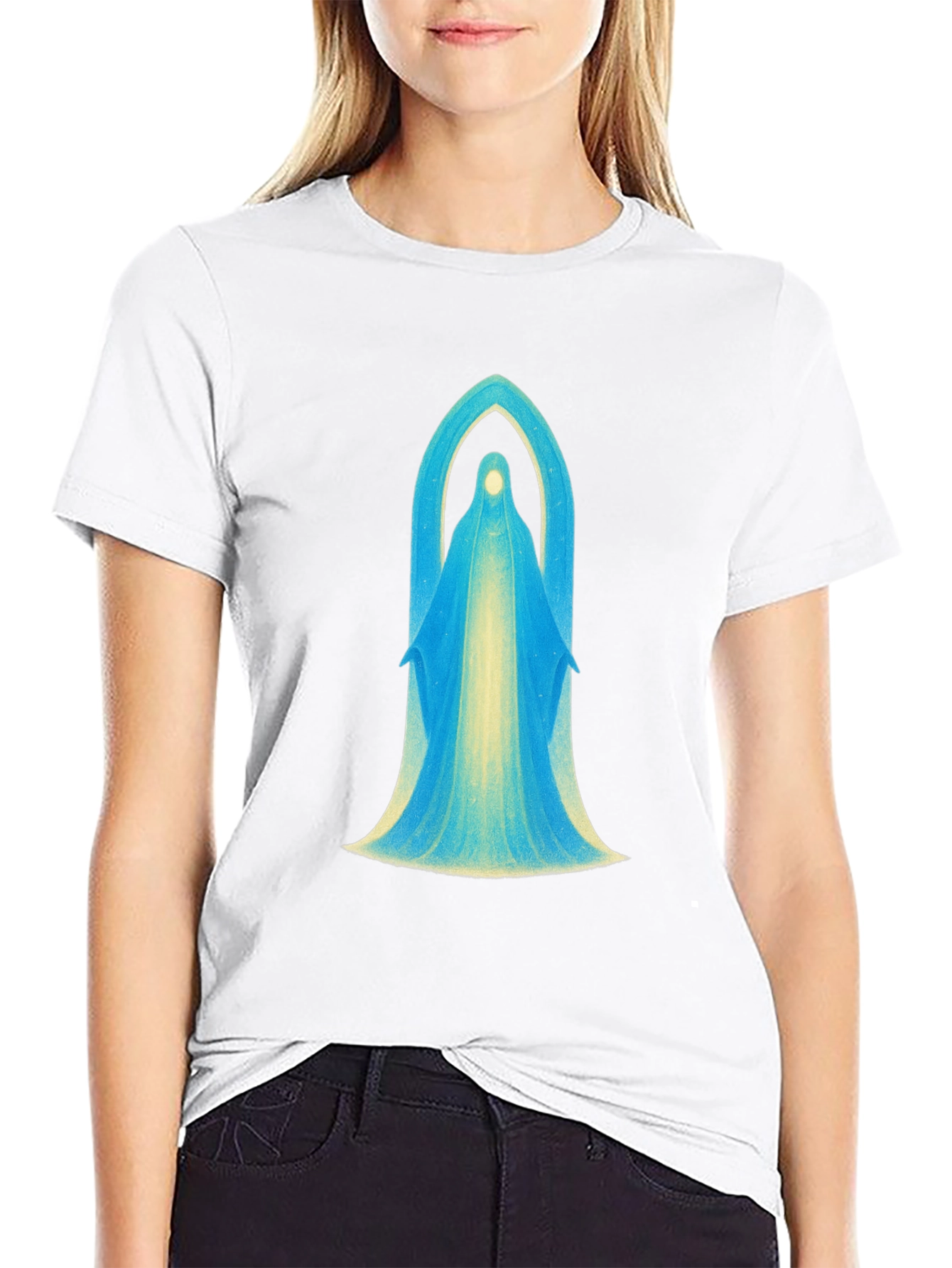 Mystical Virgin Mary Graphic Black T-Shirt