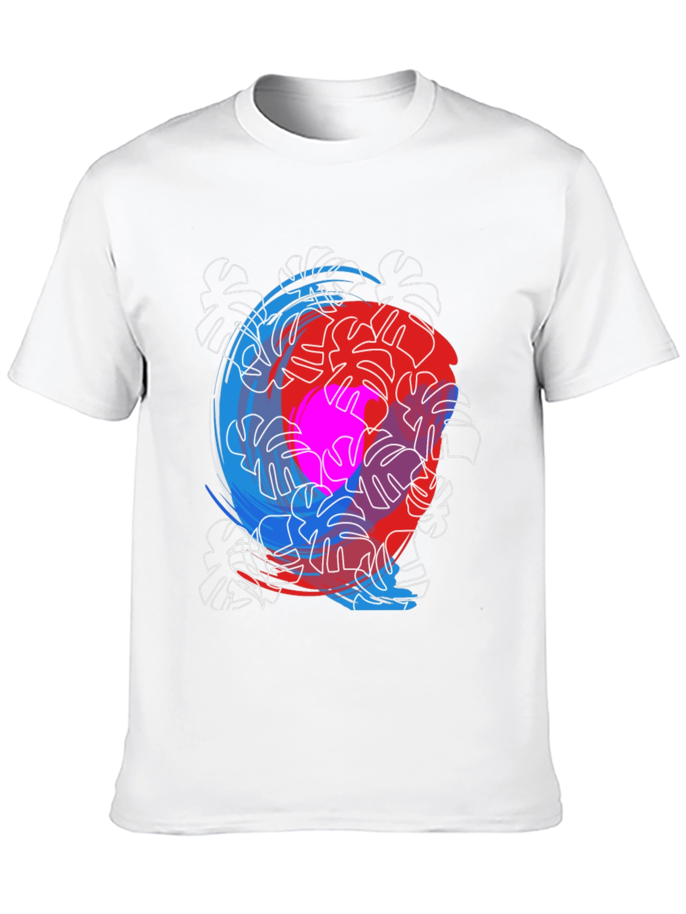 Abstract Monstera Leaf Print Tee