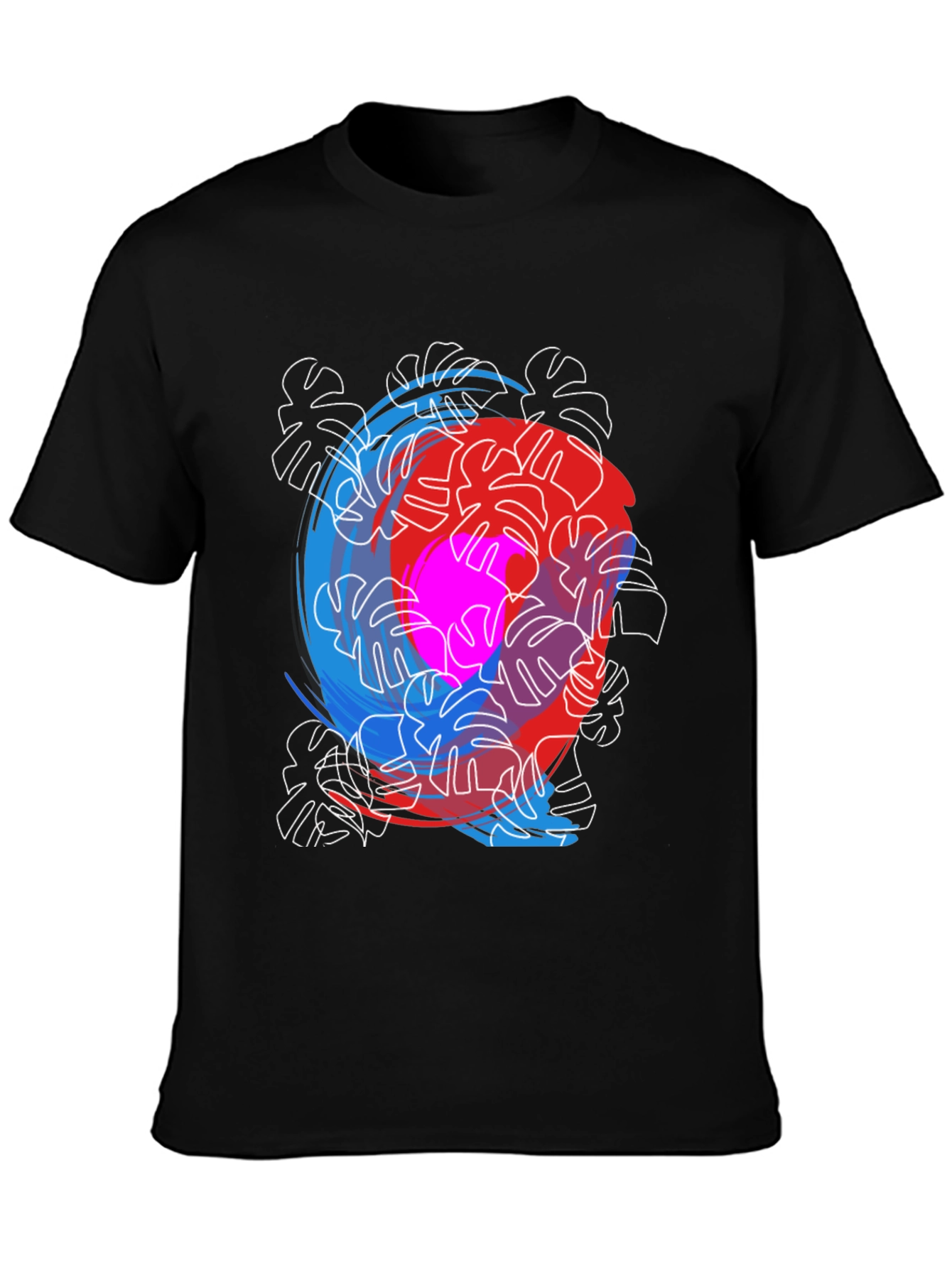Abstract Monstera Leaf Print Tee
