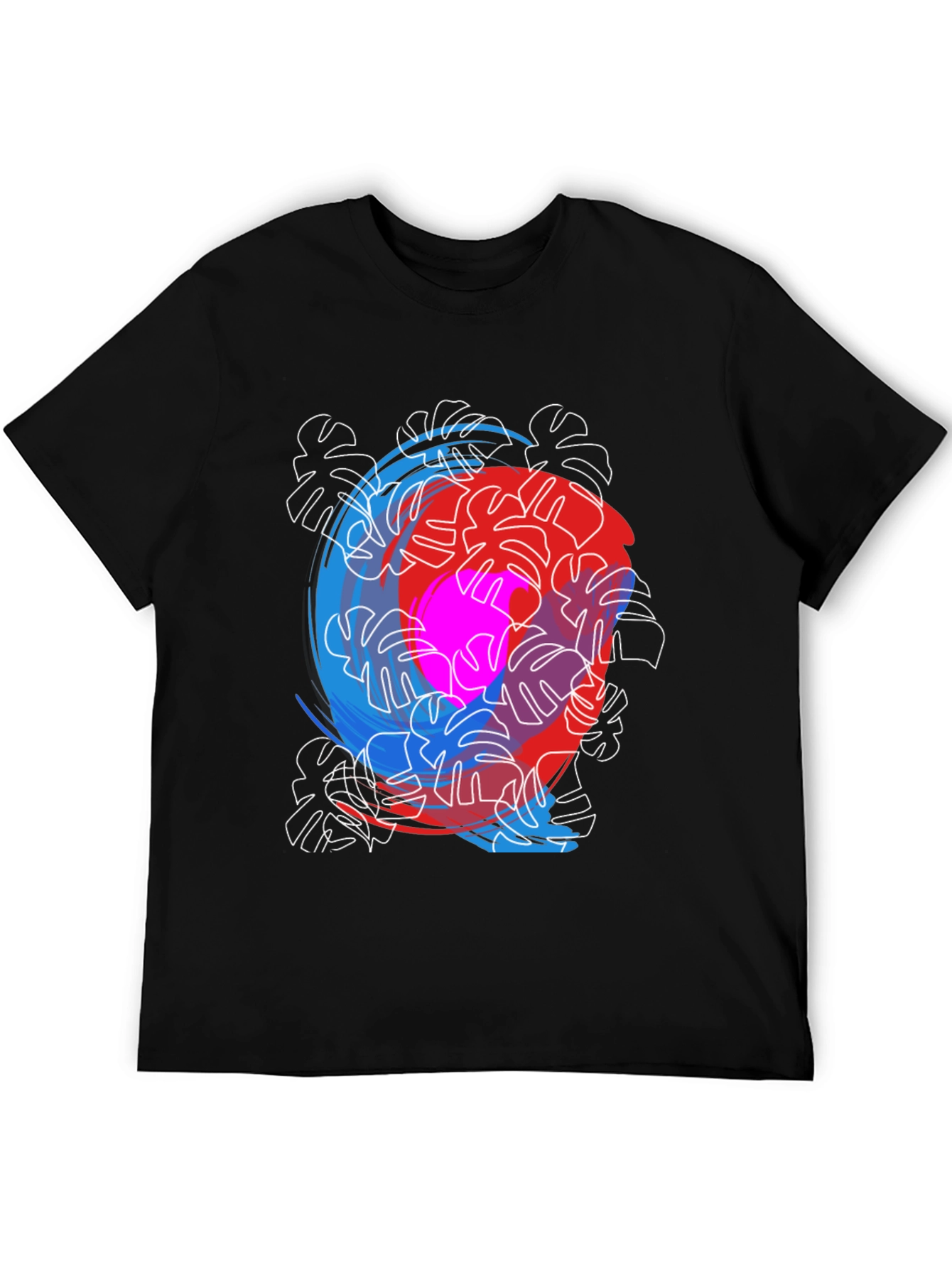 Abstract Monstera Leaf Print Tee