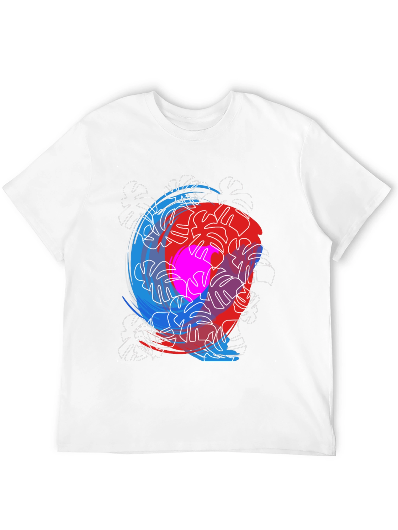 Abstract Monstera Leaf Print Tee