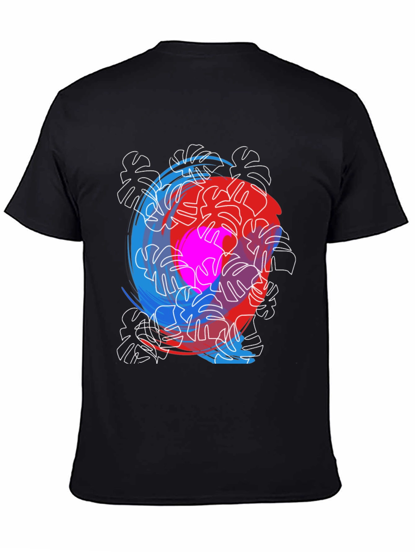 Abstract Monstera Leaf Print Tee