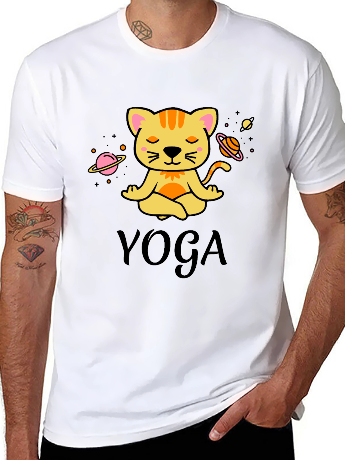 Yoga Cat Graphic T-Shirt: Meditating Feline Tee