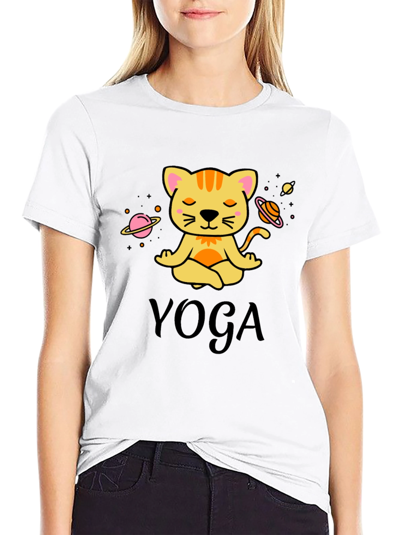 Yoga Cat Graphic T-Shirt: Meditating Feline Tee