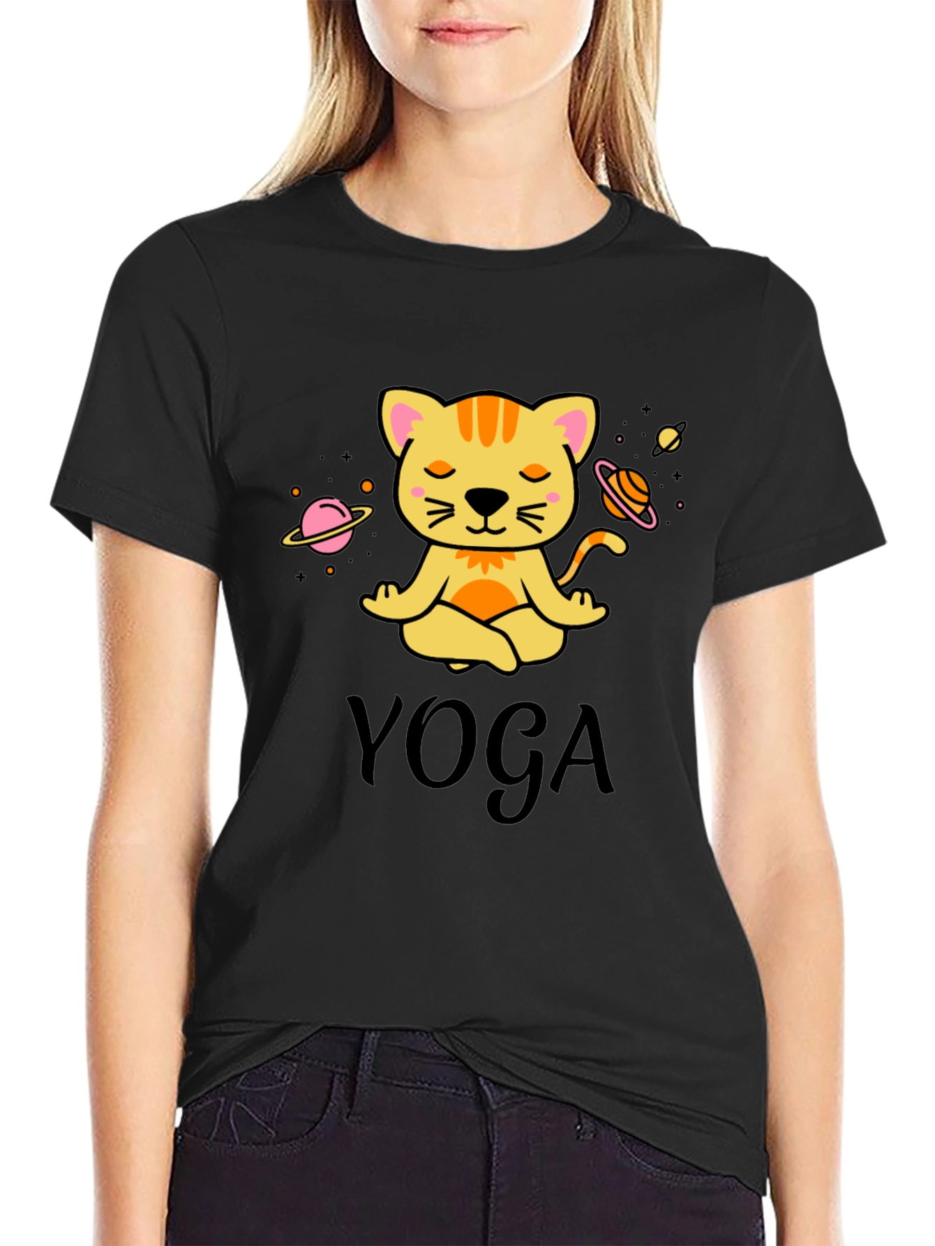 Yoga Cat Graphic T-Shirt: Meditating Feline Tee