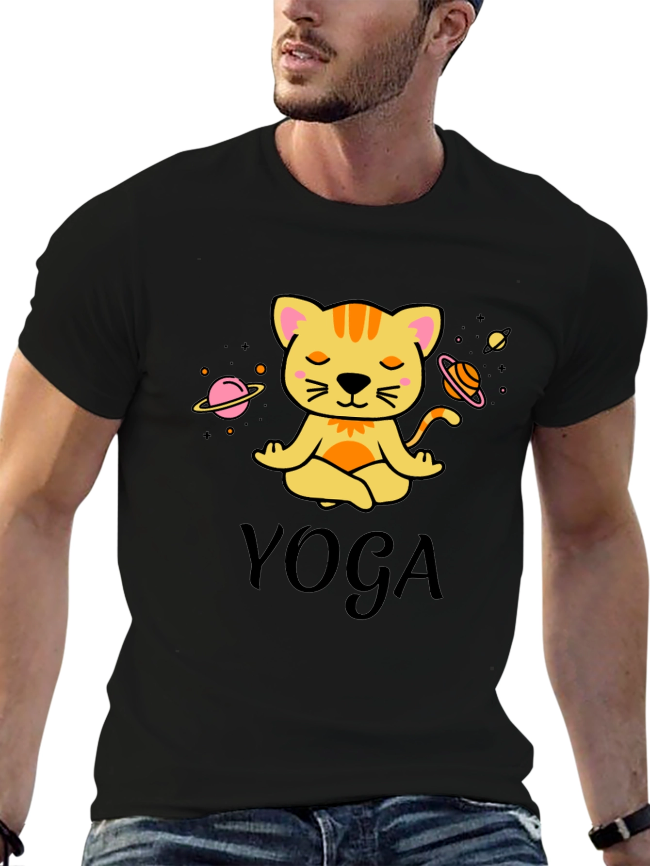 Yoga Cat Graphic T-Shirt: Meditating Feline Tee