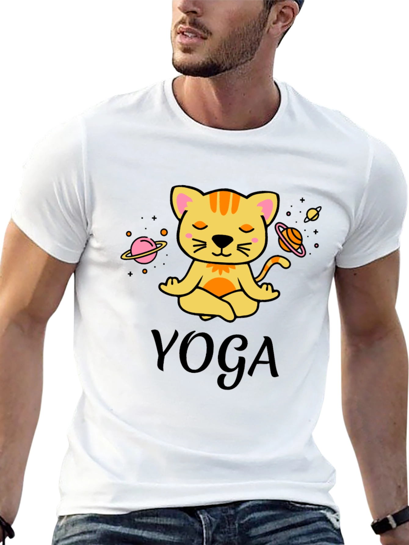Yoga Cat Graphic T-Shirt: Meditating Feline Tee