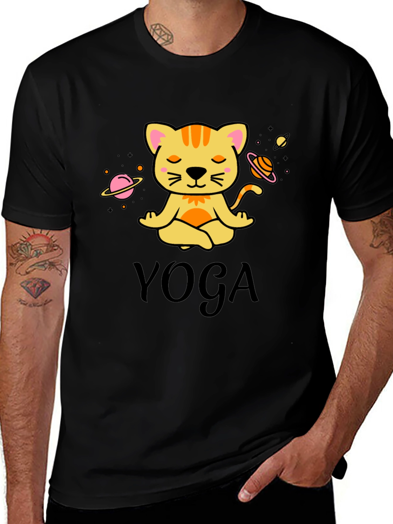 Yoga Cat Graphic T-Shirt: Meditating Feline Tee