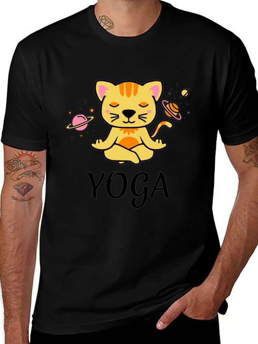 Yoga Cat Graphic T-Shirt: Meditating Feline Tee