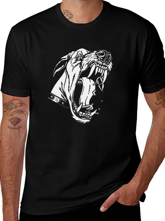 Aggressive Dog Graphic Black T-Shirt