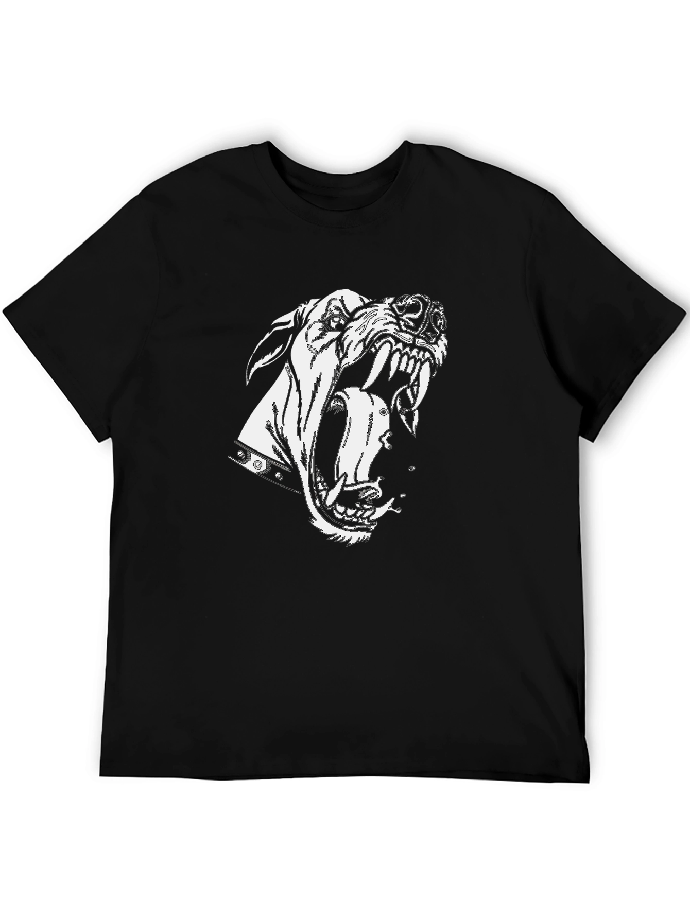 Aggressive Dog Graphic Black T-Shirt