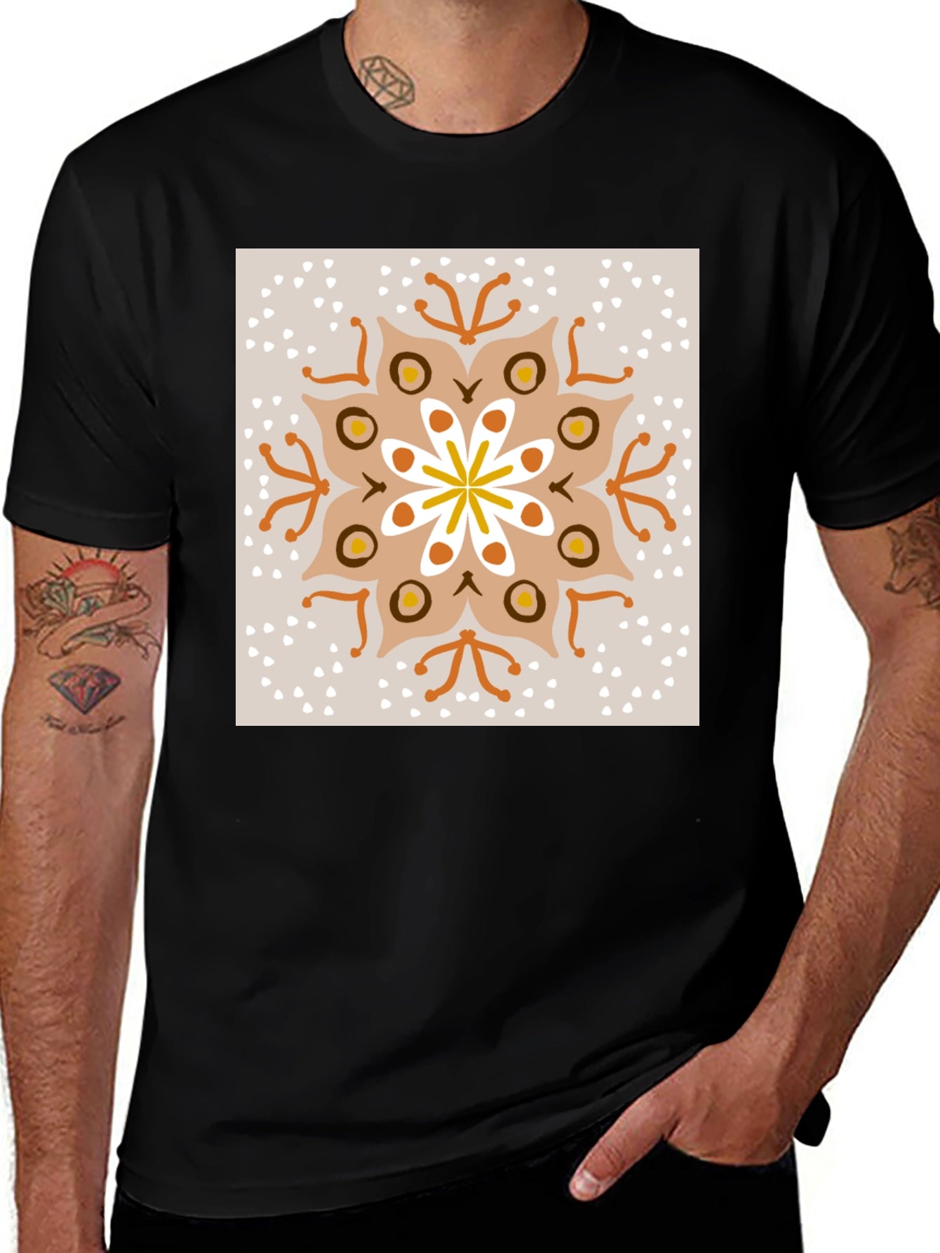 Boho Mandala Graphic Tee - Unisex Black T-Shirt