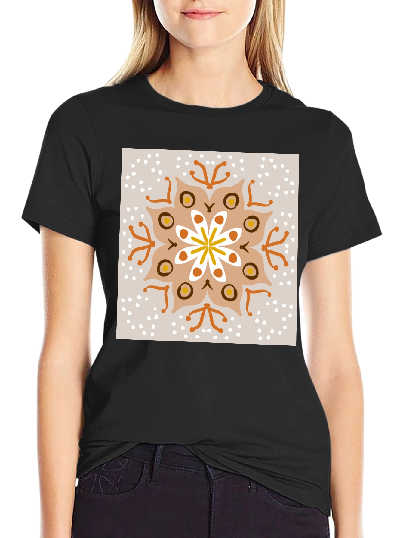 Boho Mandala Graphic Tee - Unisex Black T-Shirt