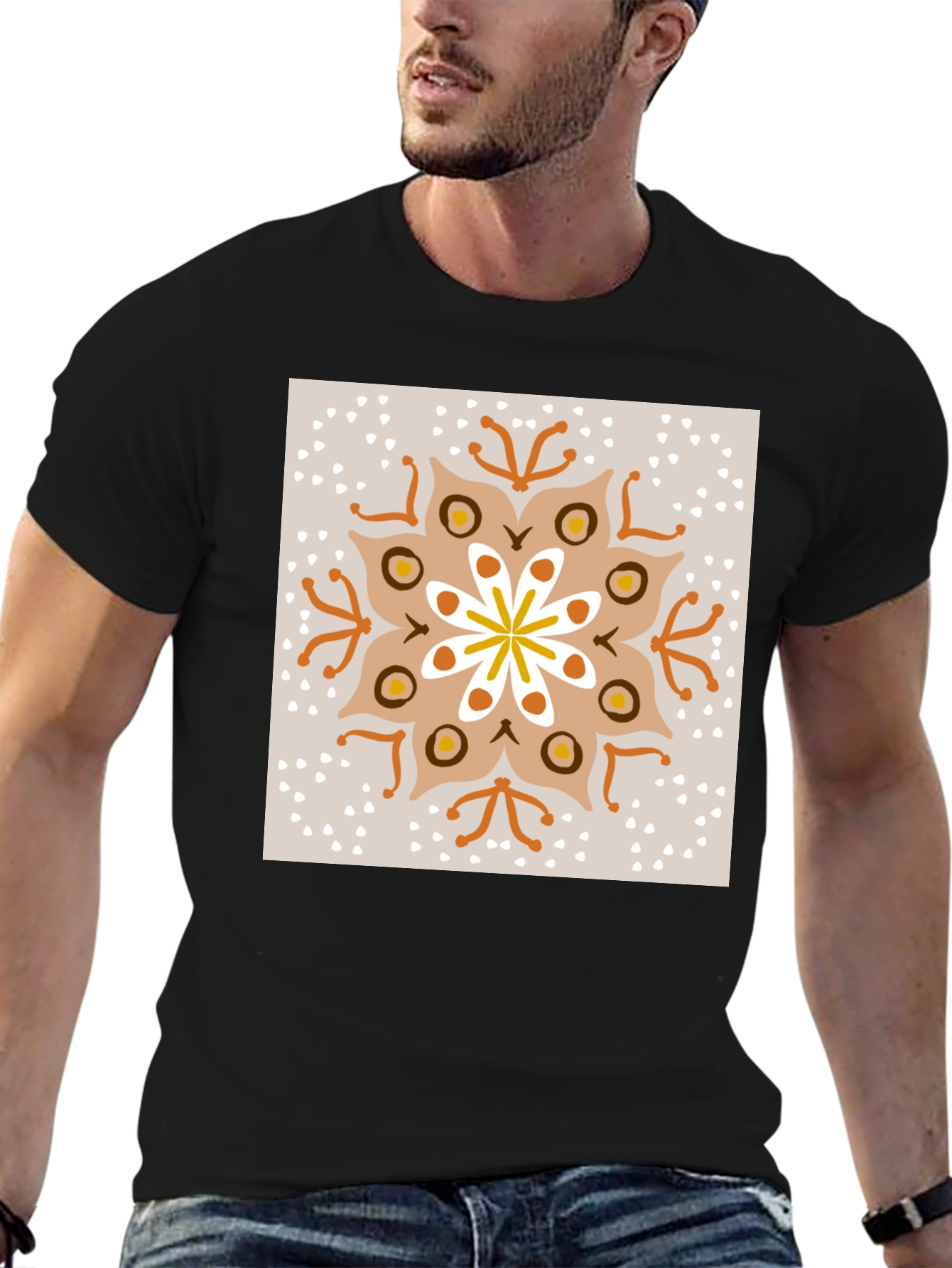 Boho Mandala Graphic Tee - Unisex Black T-Shirt
