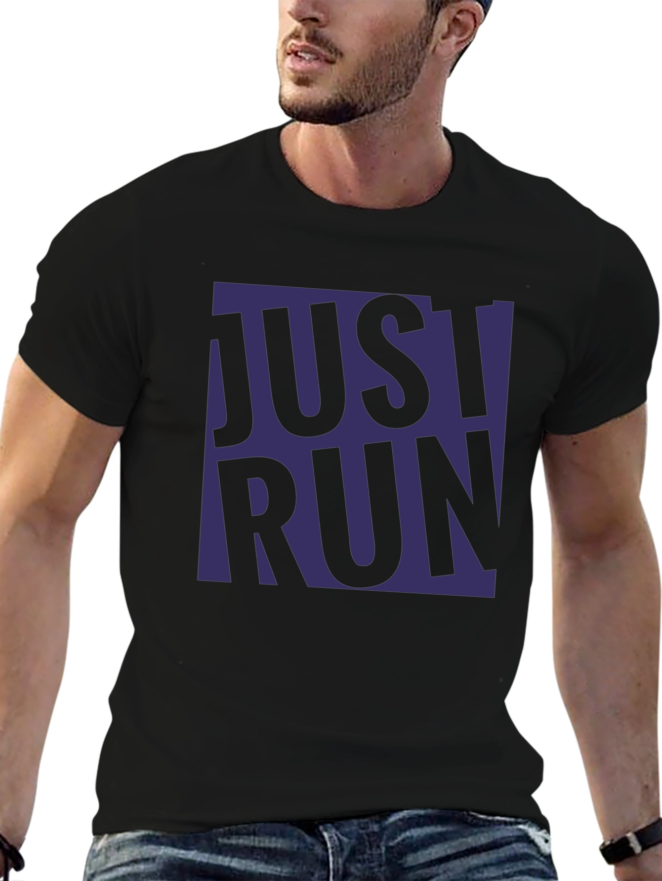 Just Run Graphic T-Shirt - Black