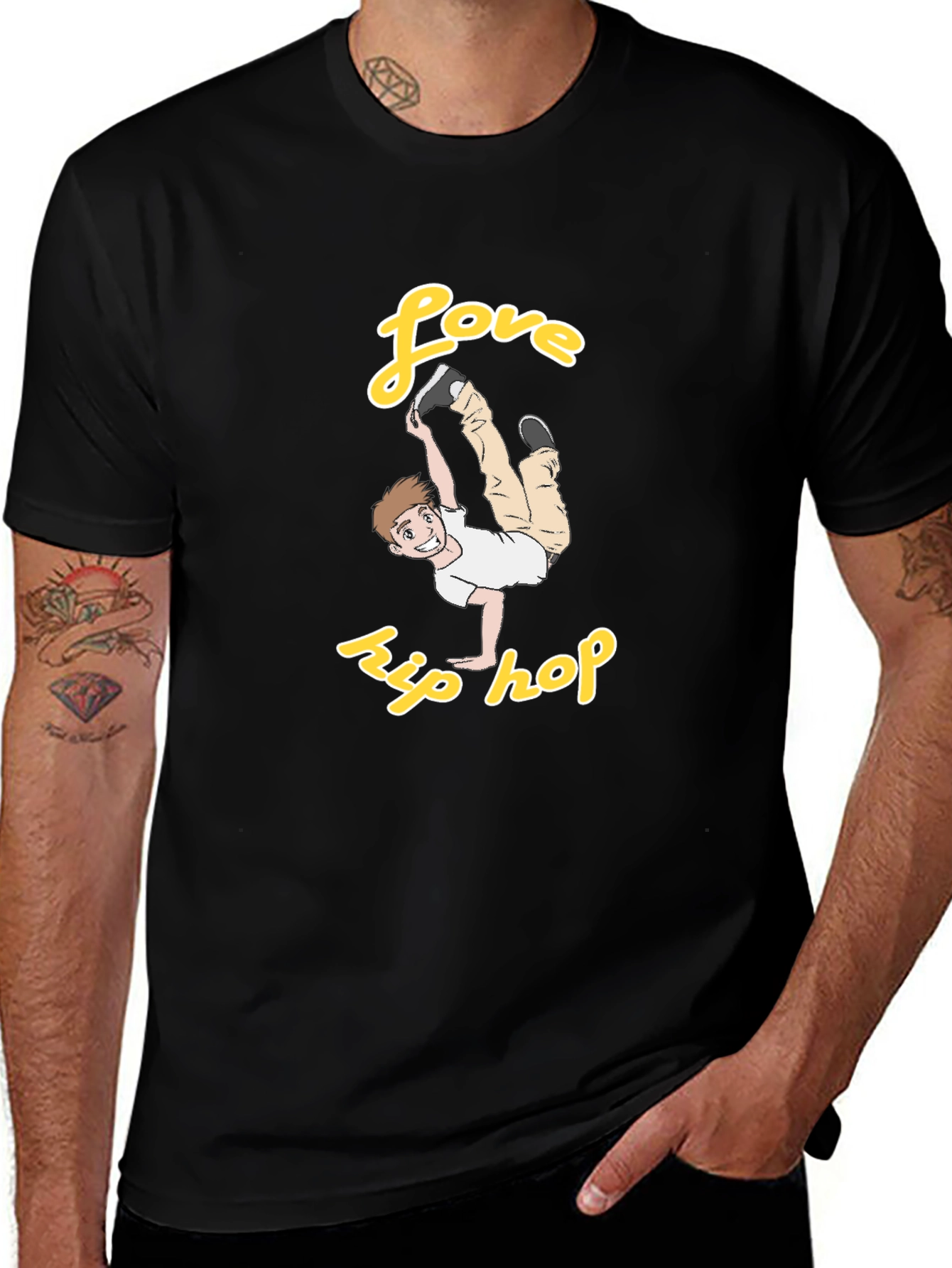 Love Hip Hop Graphic Tee - Black Cotton T-Shirt