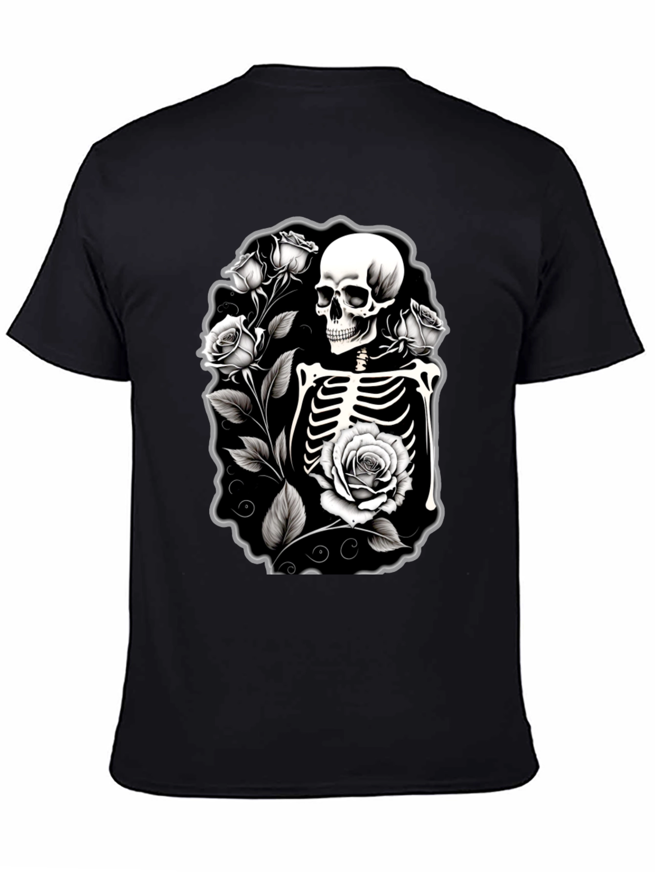 Skeleton & Roses Black Graphic Tee