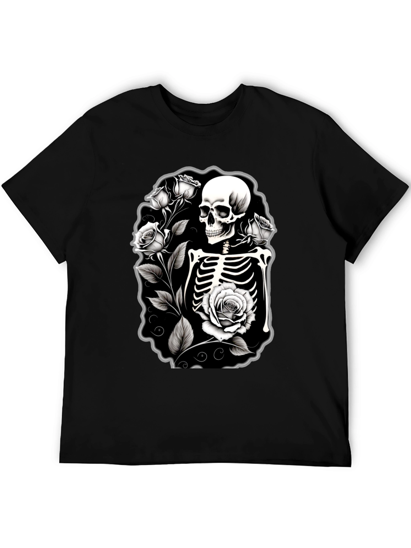 Skeleton & Roses Black Graphic Tee