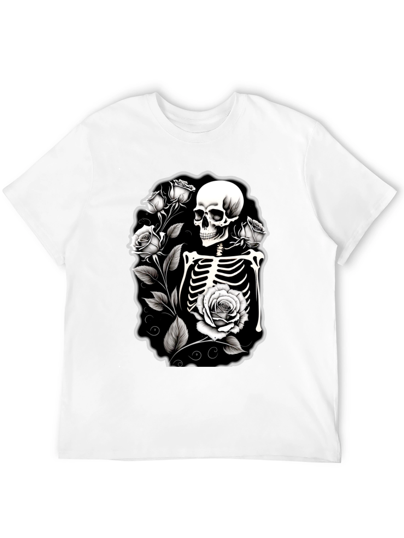 Skeleton & Roses Black Graphic Tee
