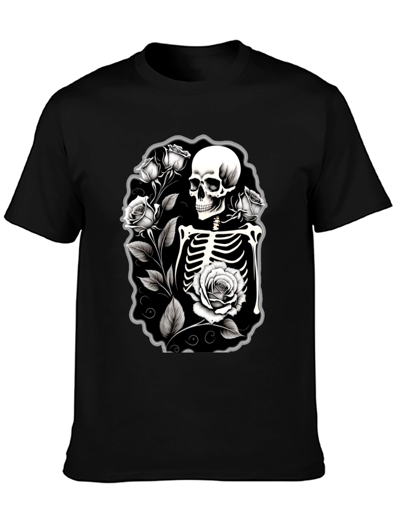 Skeleton & Roses Black Graphic Tee