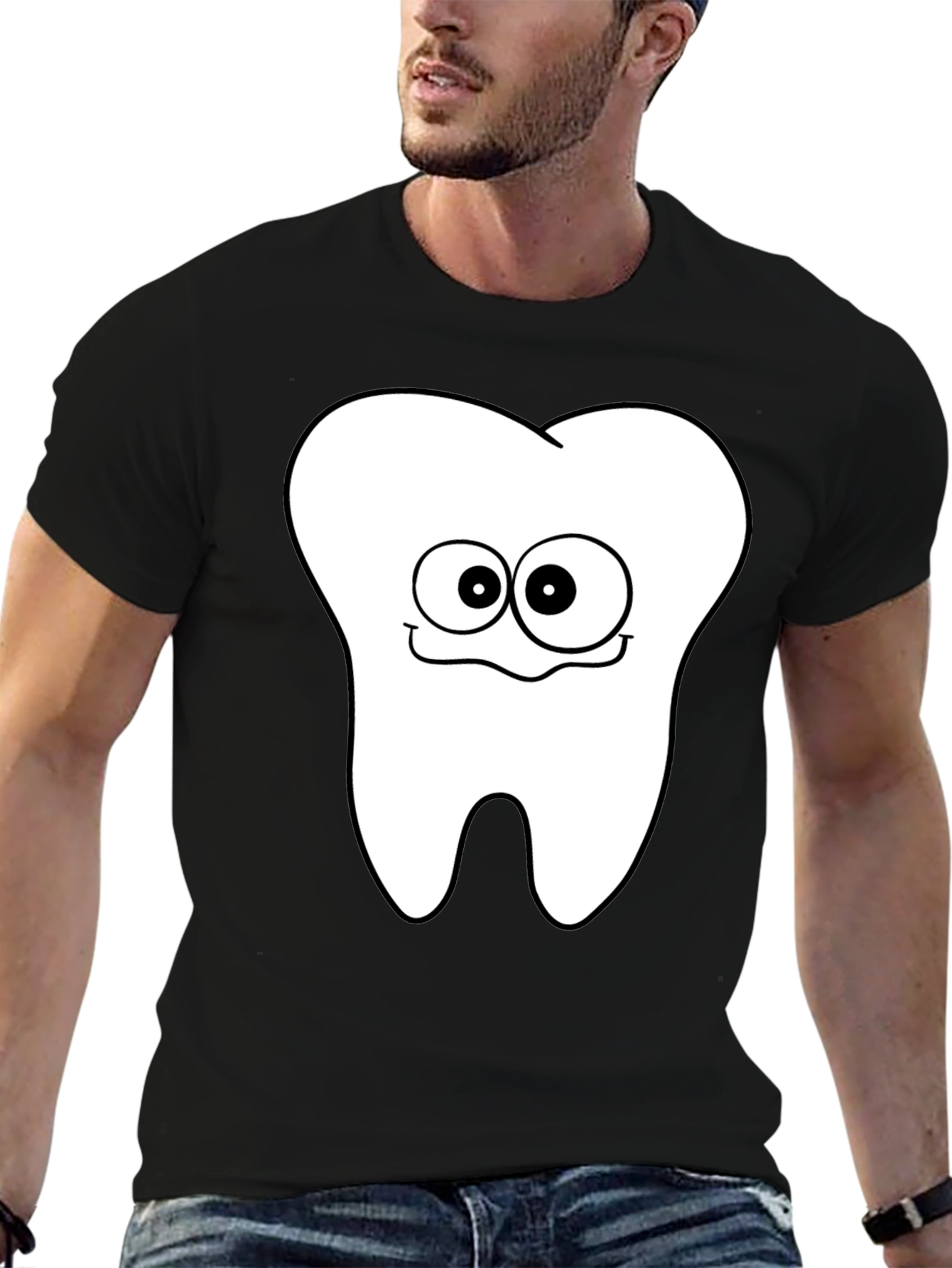 Funny Tooth Graphic T-Shirt - Black Cotton Tee