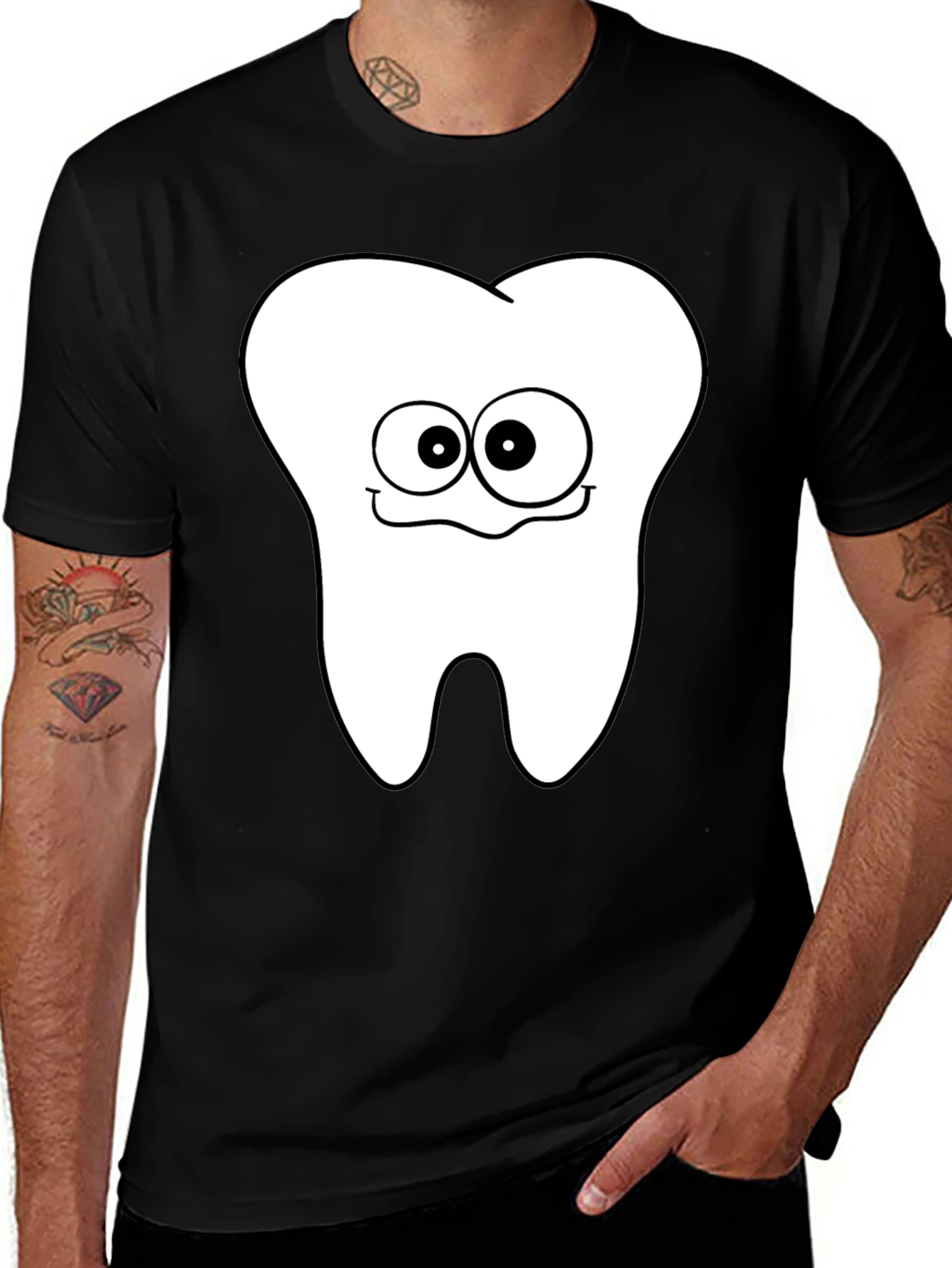 Funny Tooth Graphic T-Shirt - Black Cotton Tee