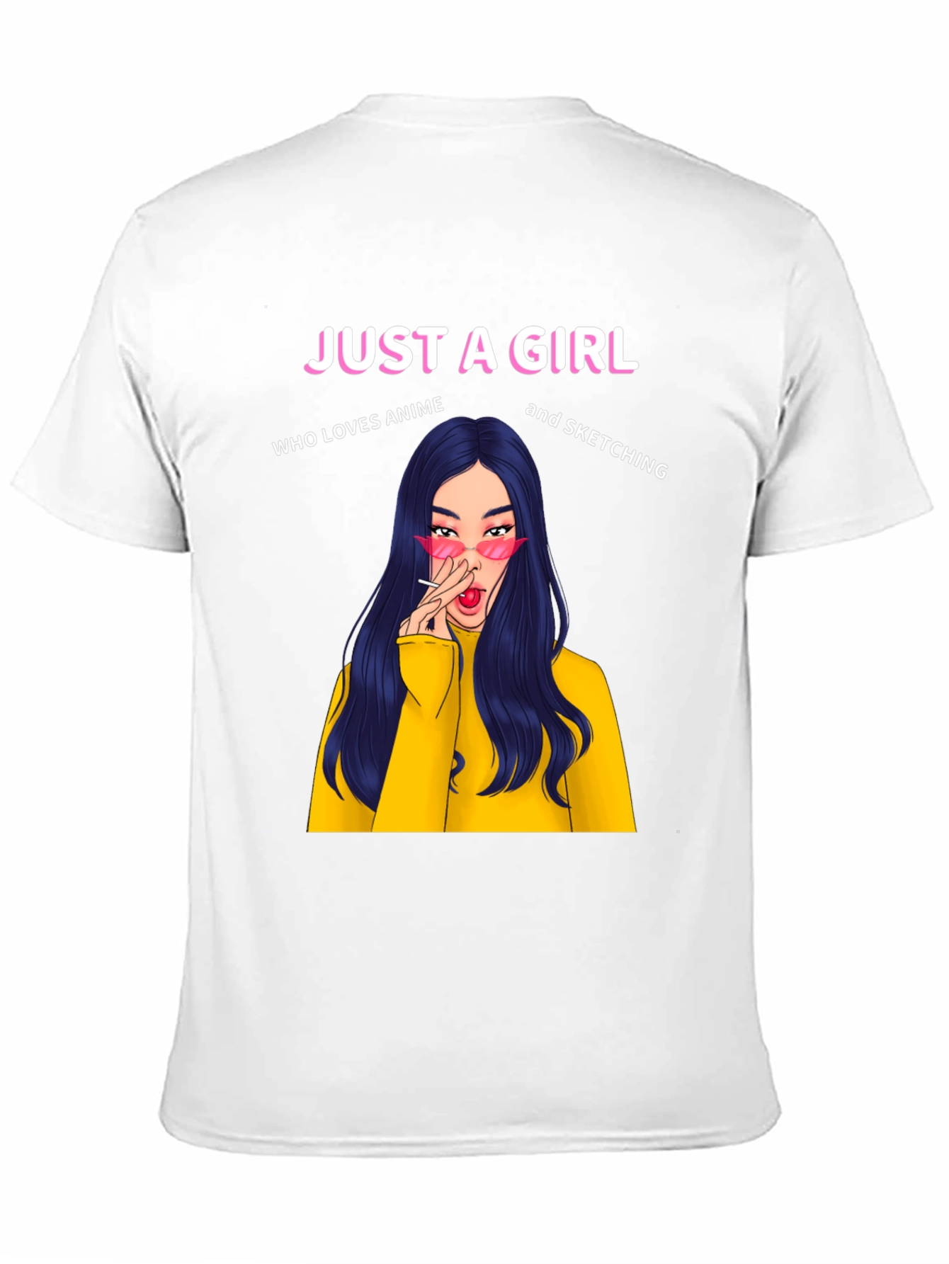 Just A Girl Anime Sketching Black T-Shirt