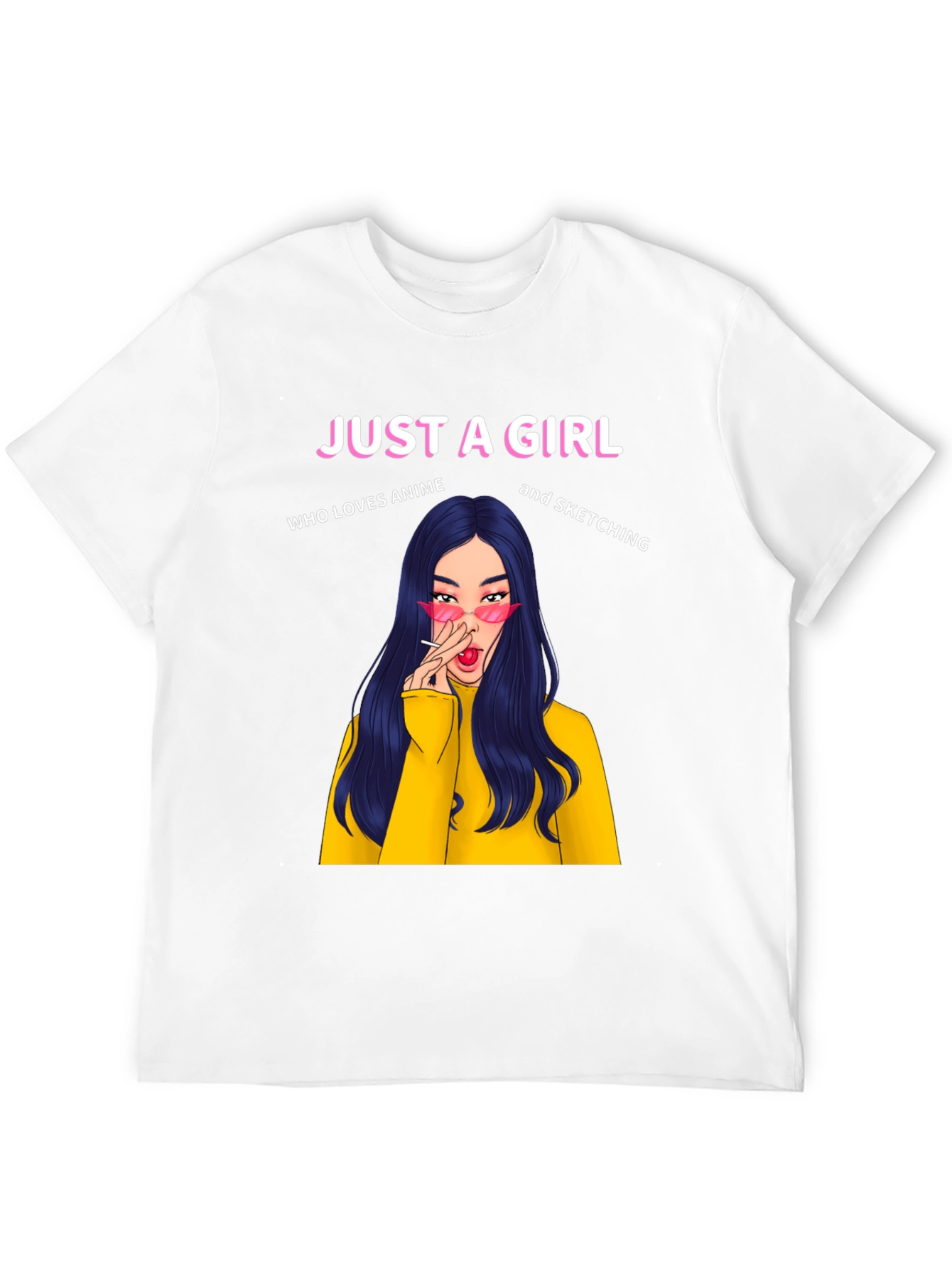 Just A Girl Anime Sketching Black T-Shirt