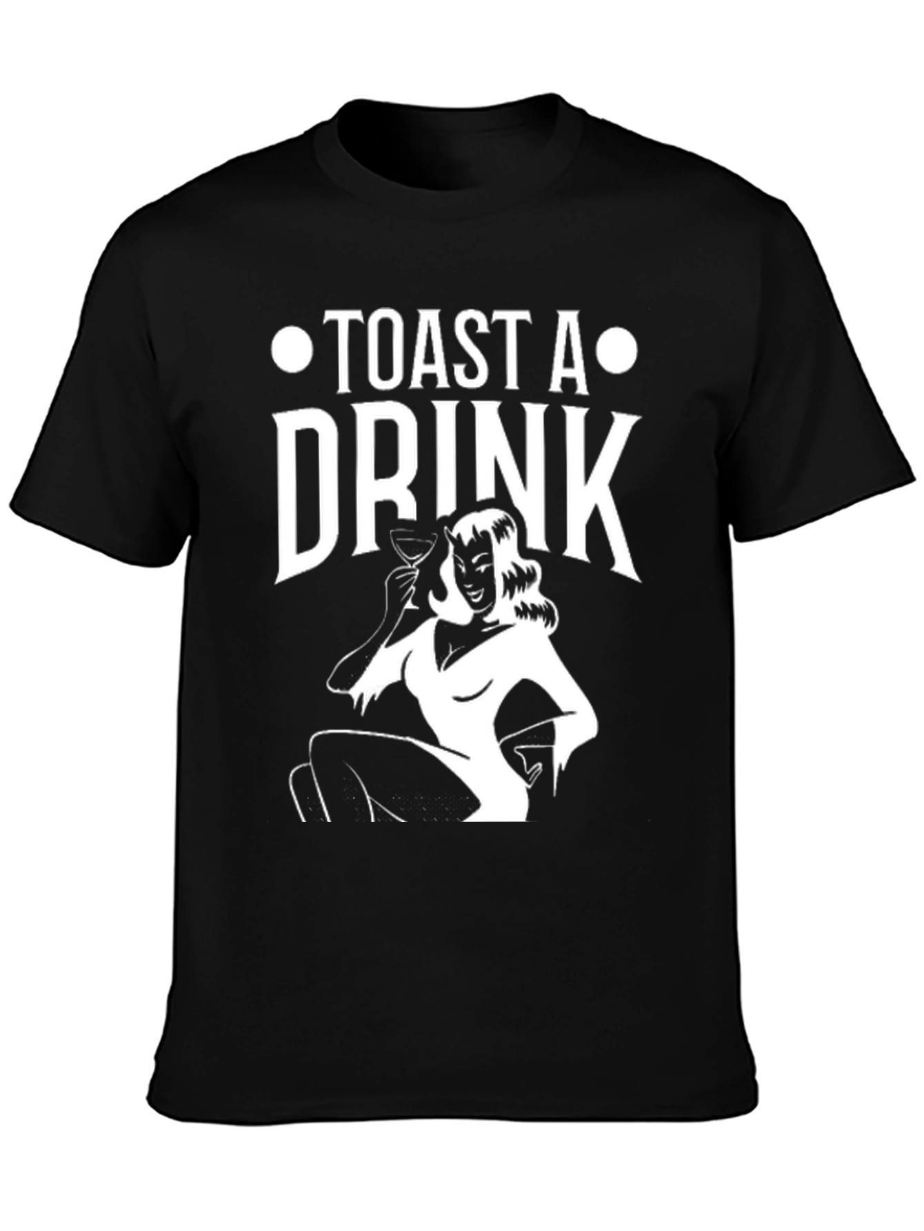 Toast A Drink Graphic Print Black T-Shirt