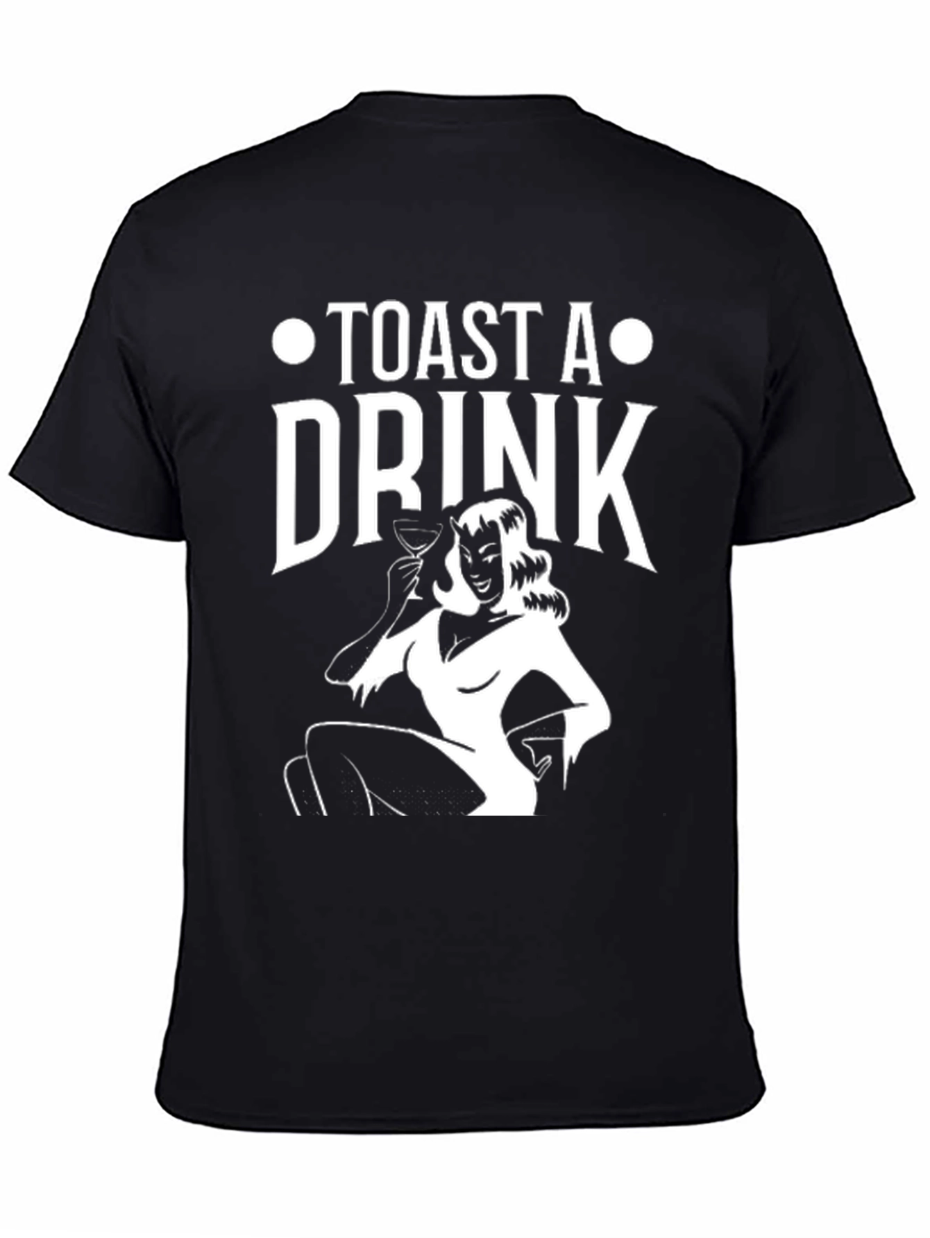 Toast A Drink Graphic Print Black T-Shirt