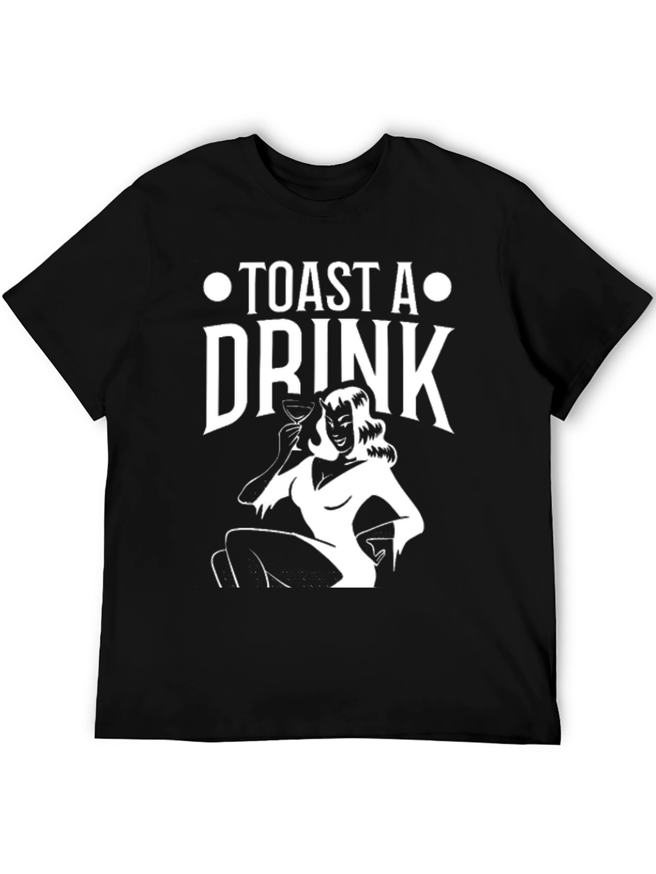 Toast A Drink Graphic Print Black T-Shirt