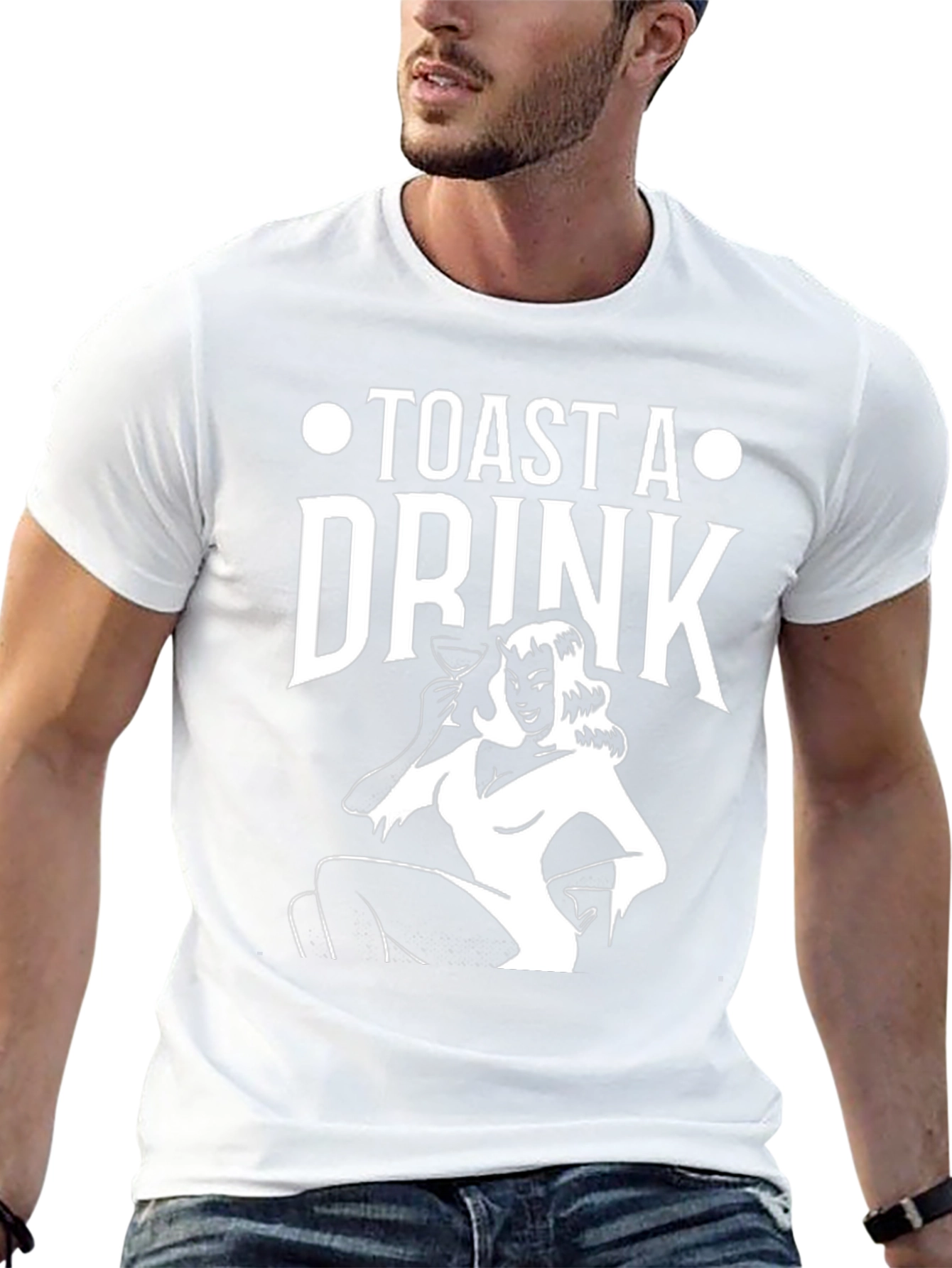 Toast A Drink Graphic Print Black T-Shirt