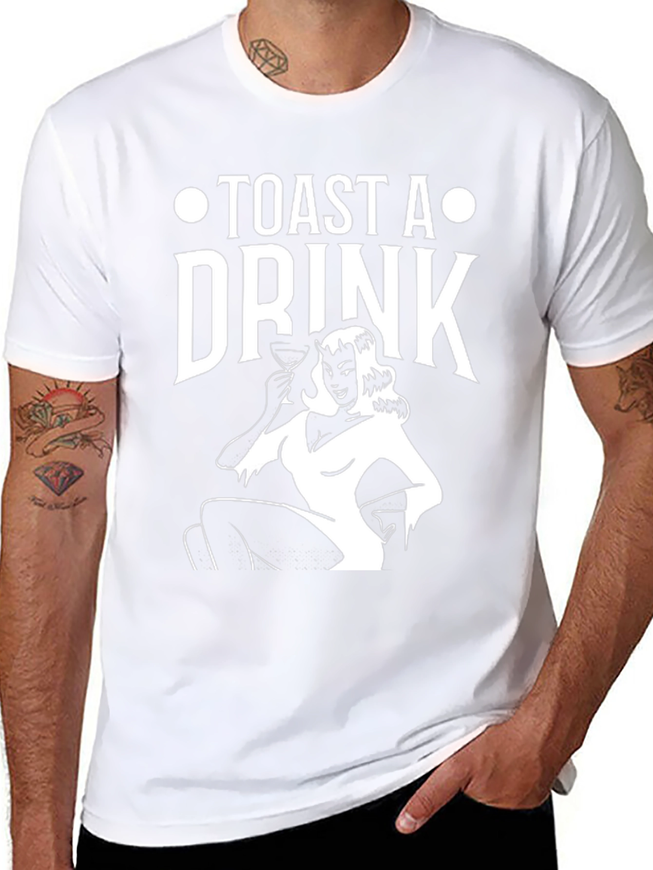 Toast A Drink Graphic Print Black T-Shirt