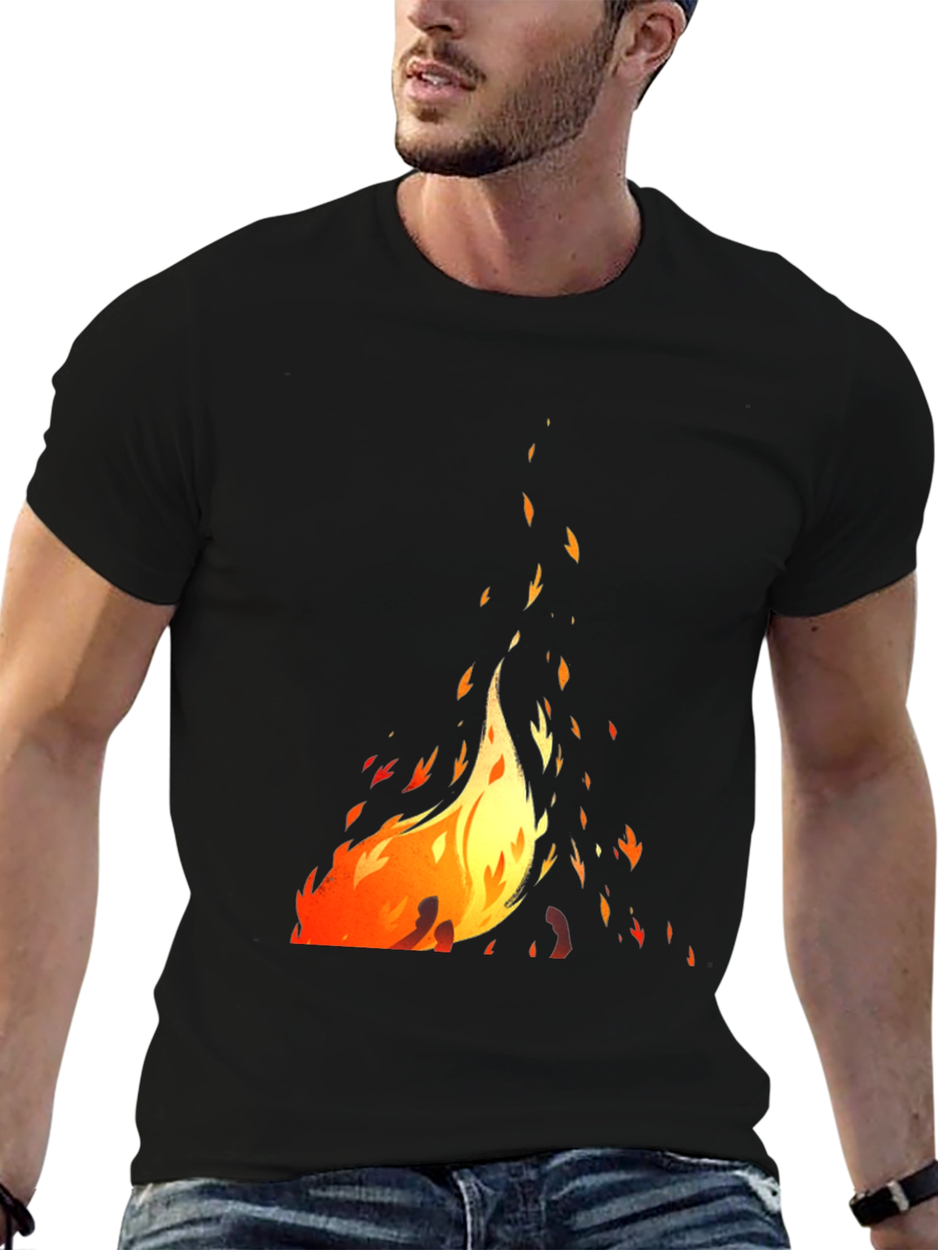 Fiery Graphic Black T-Shirt