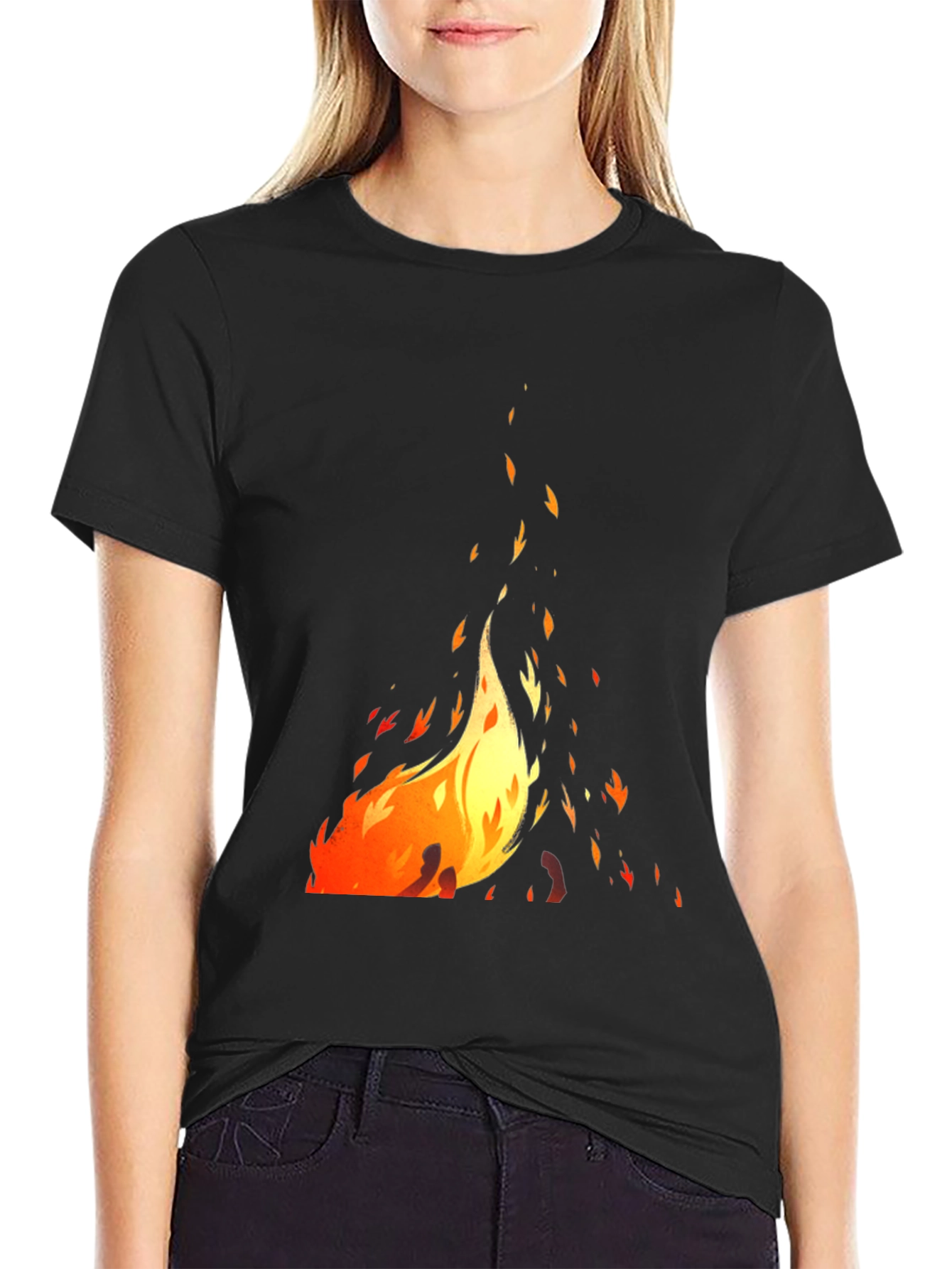 Fiery Graphic Black T-Shirt