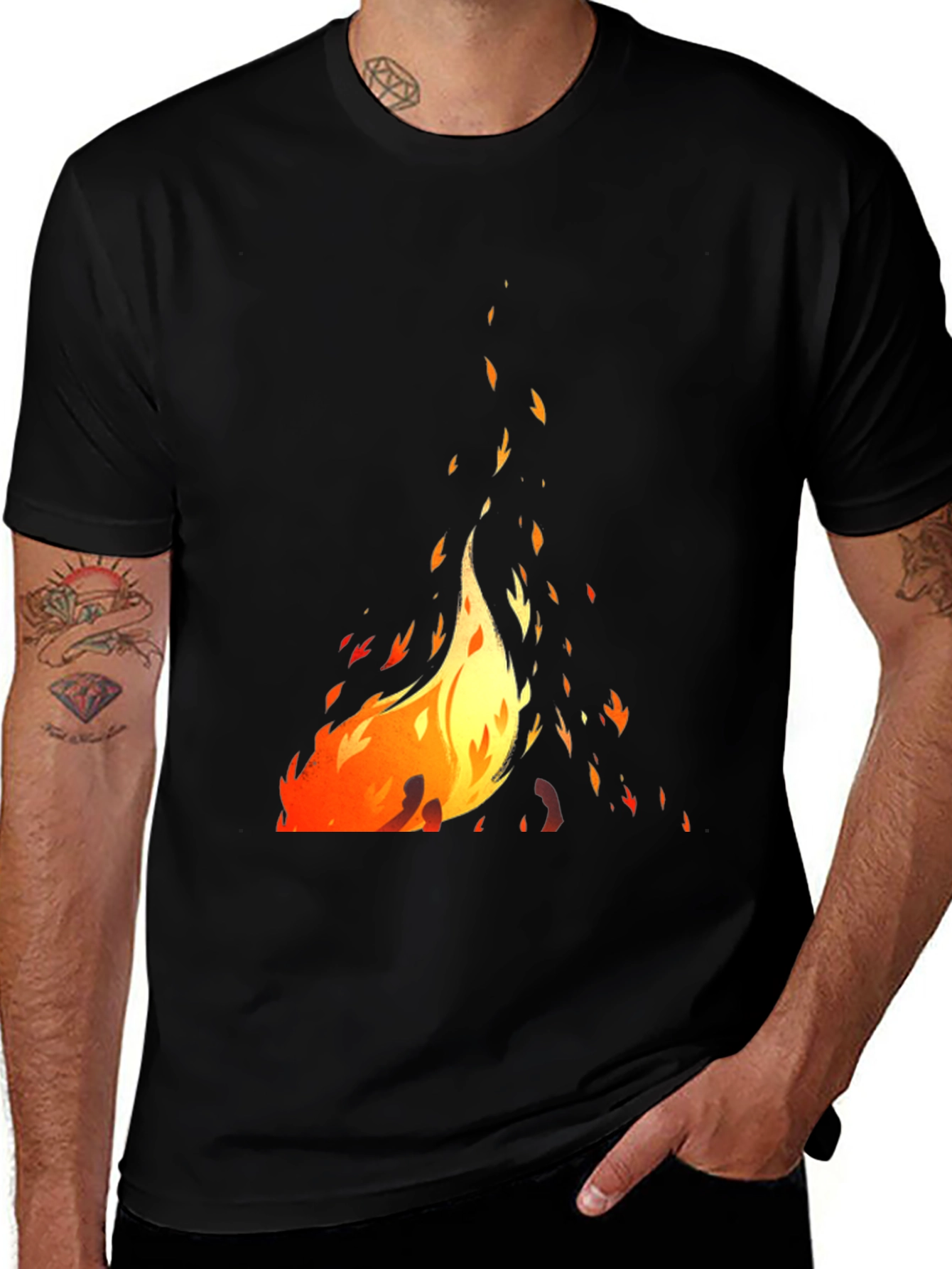 Fiery Graphic Black T-Shirt