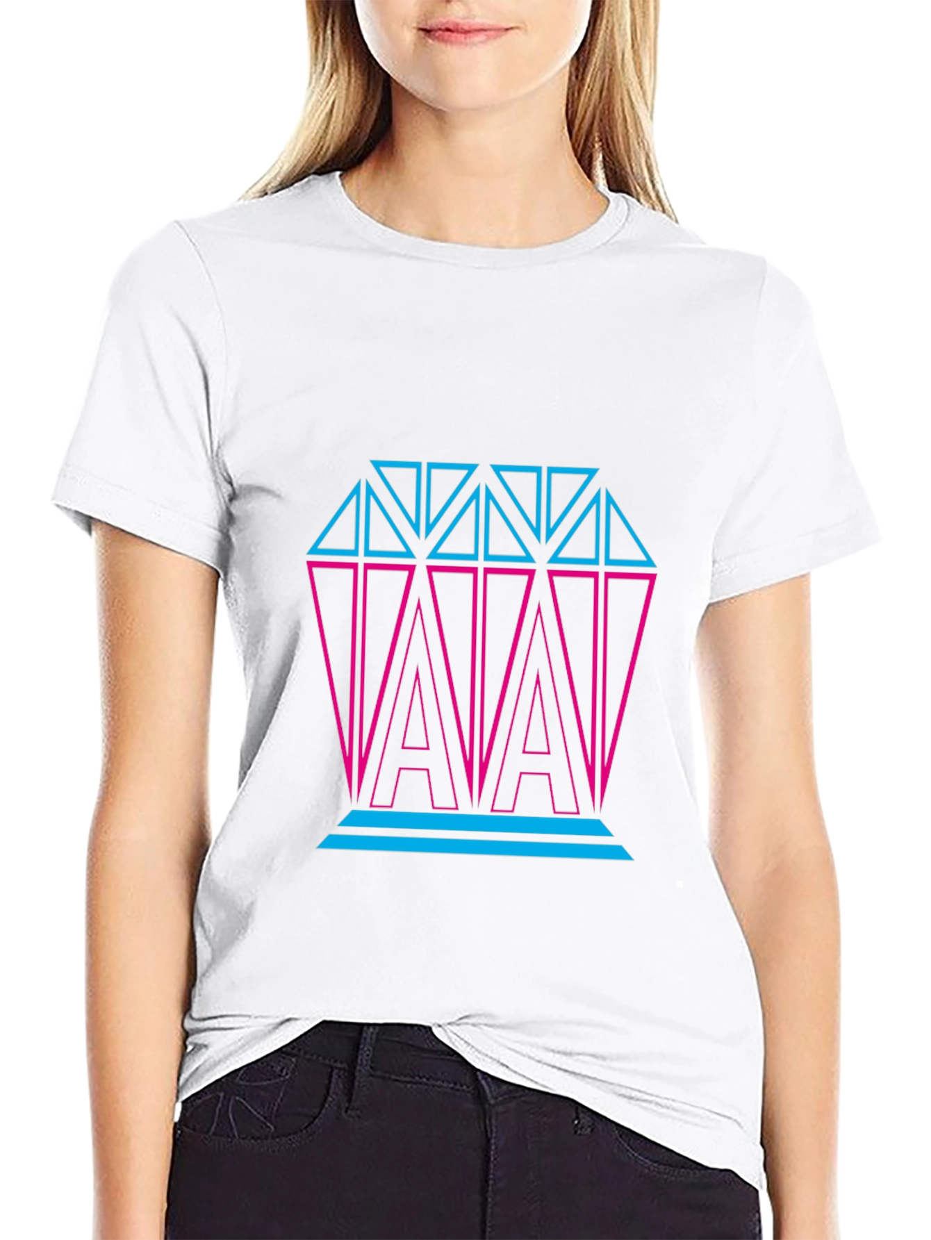 Neon Diamond Graphic Print Black T-Shirt