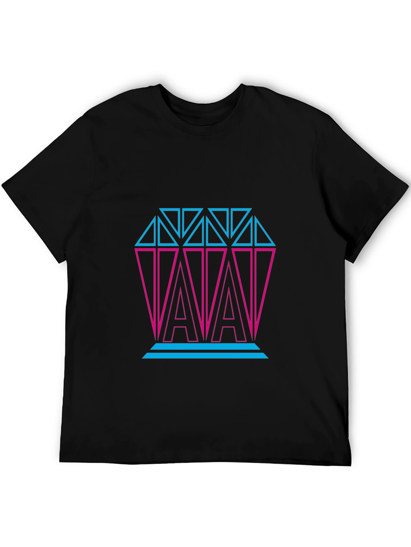 Neon Diamond Graphic Print Black T-Shirt