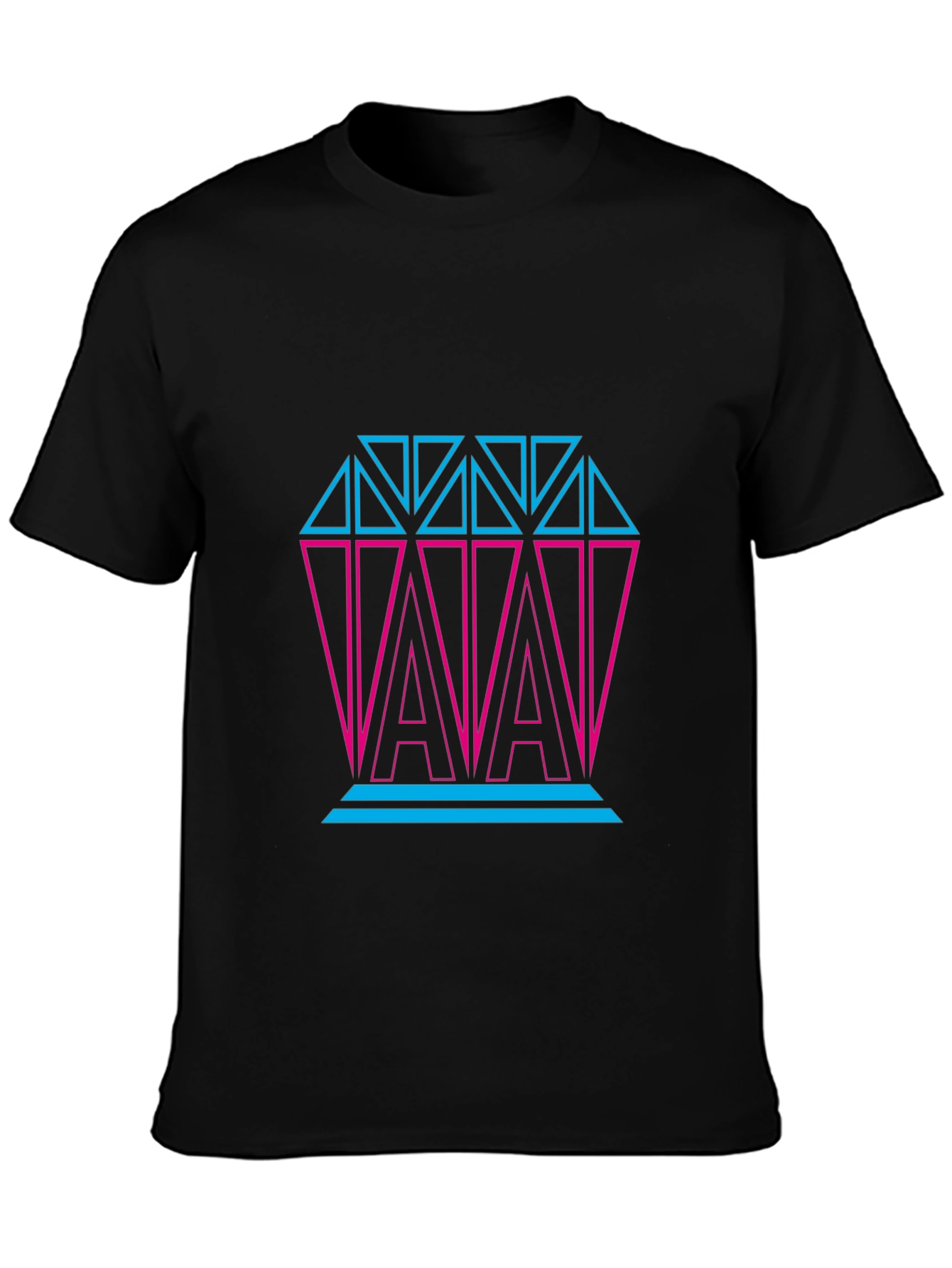 Neon Diamond Graphic Print Black T-Shirt