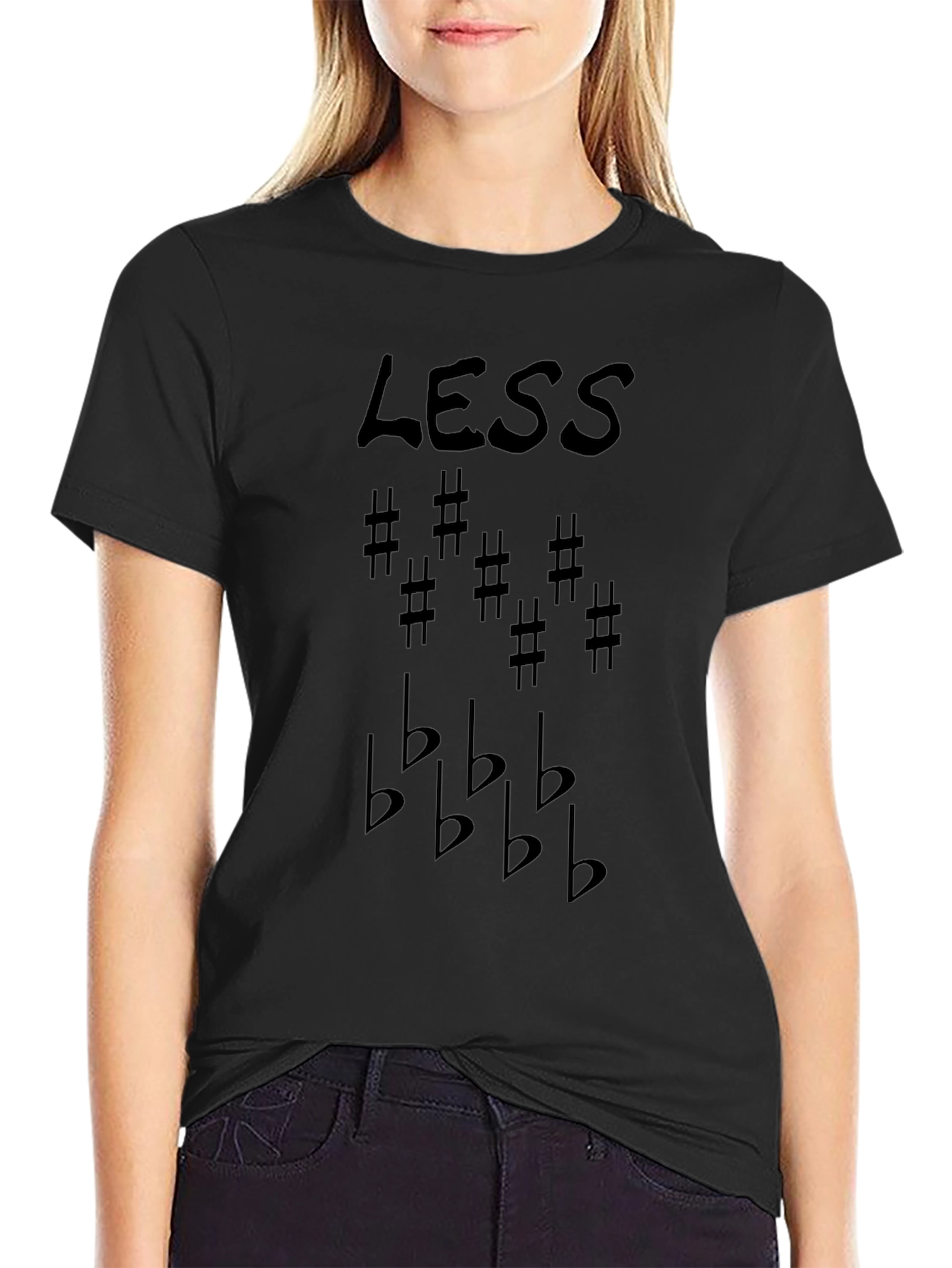 Less Sharps & Flats Black Graphic Tee