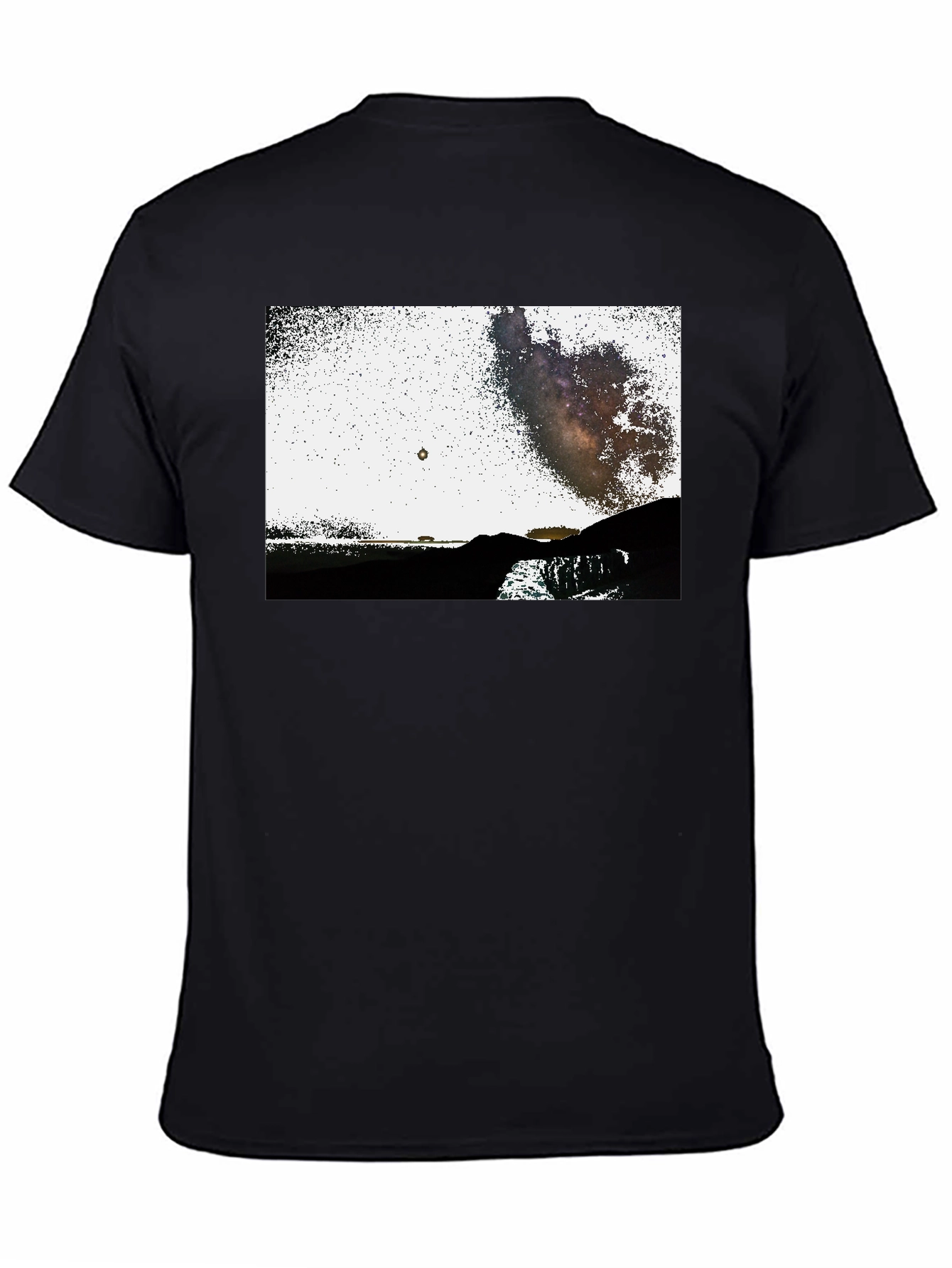 Black Graphic Tee - Night Sky Scene