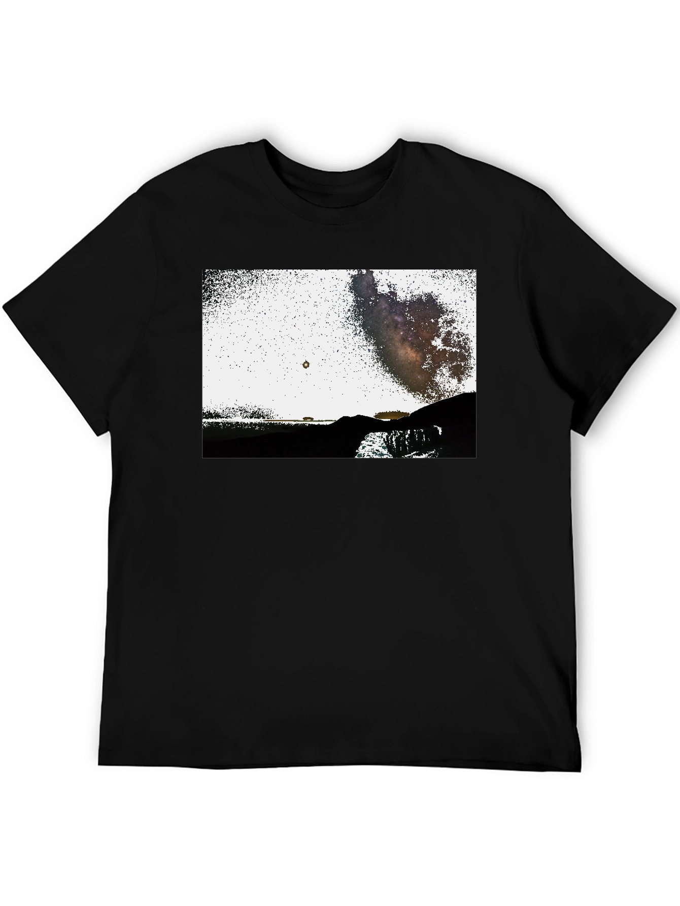 Black Graphic Tee - Night Sky Scene