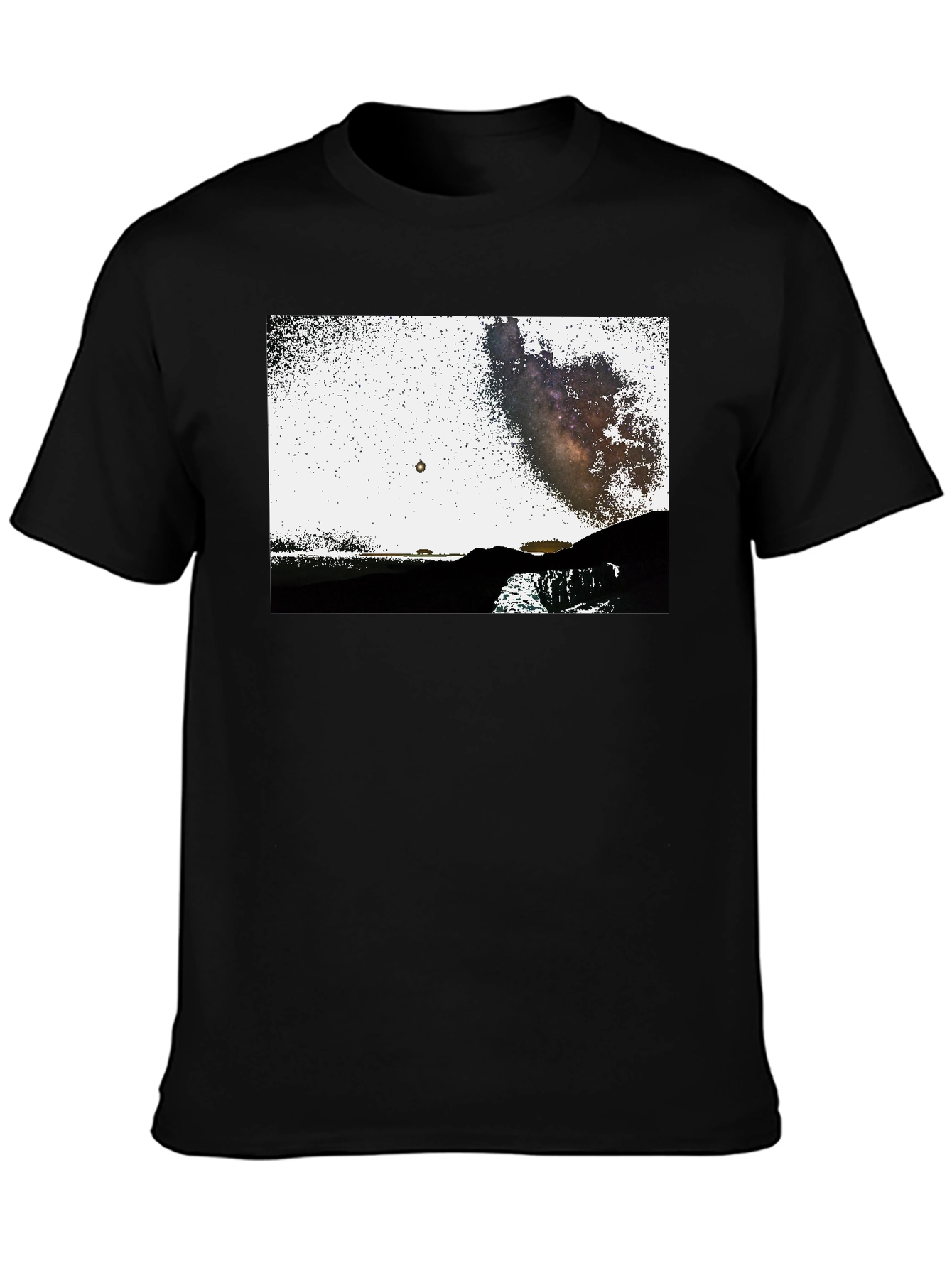 Black Graphic Tee - Night Sky Scene