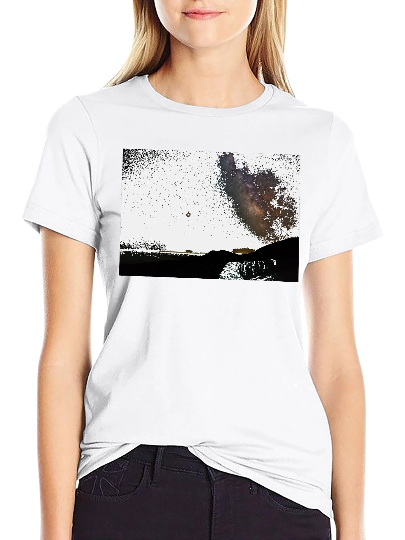 Black Graphic Tee - Night Sky Scene